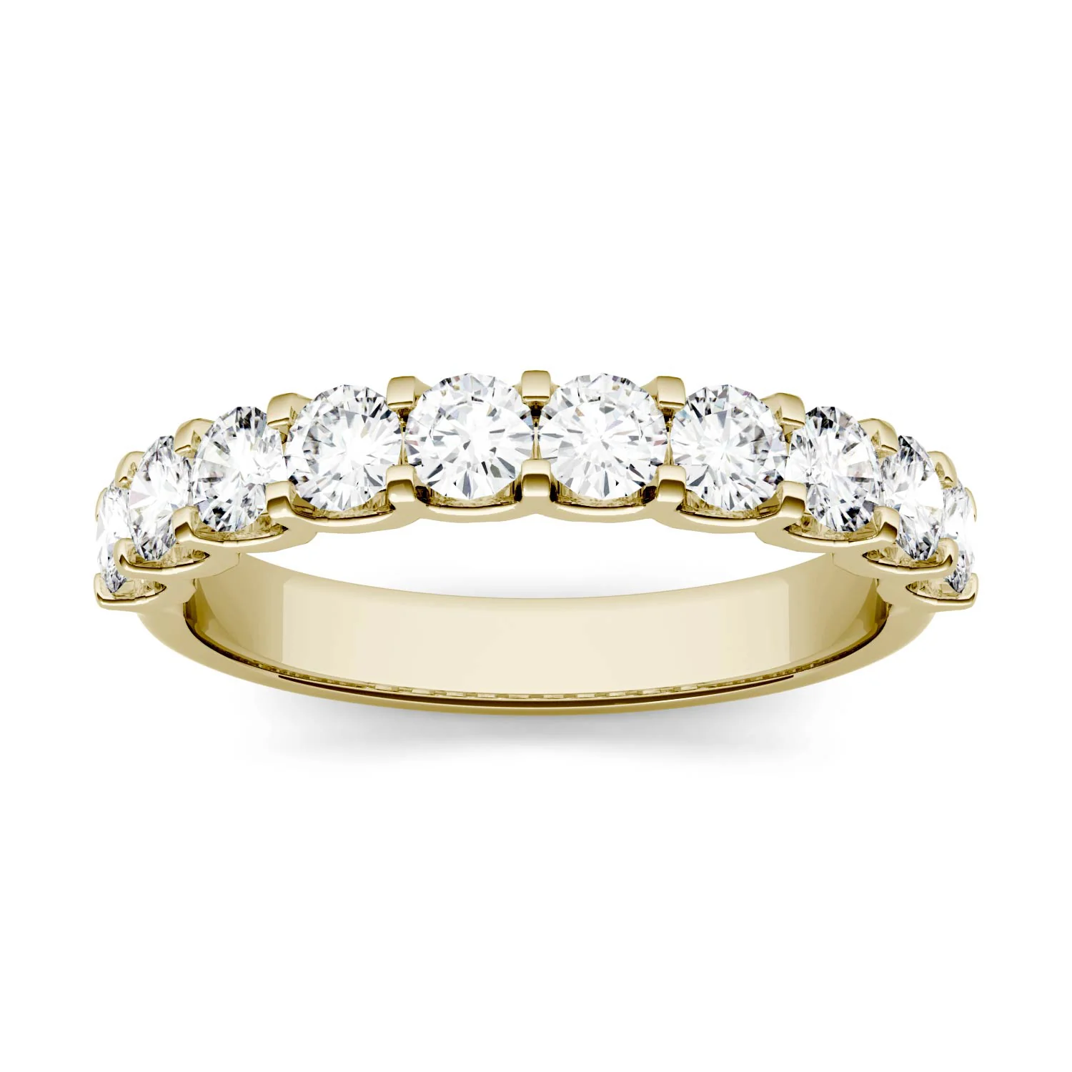 1.00 CTW DEW Round Moissanite Ten Stone Anniversary Band in 14K Yellow Gold