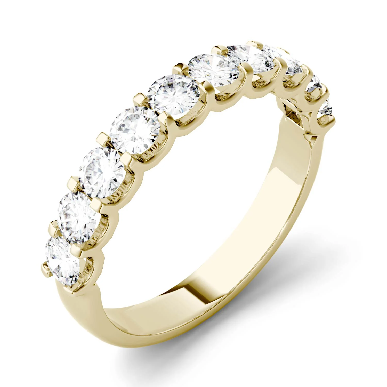 1.00 CTW DEW Round Moissanite Ten Stone Anniversary Band in 14K Yellow Gold - Image 2