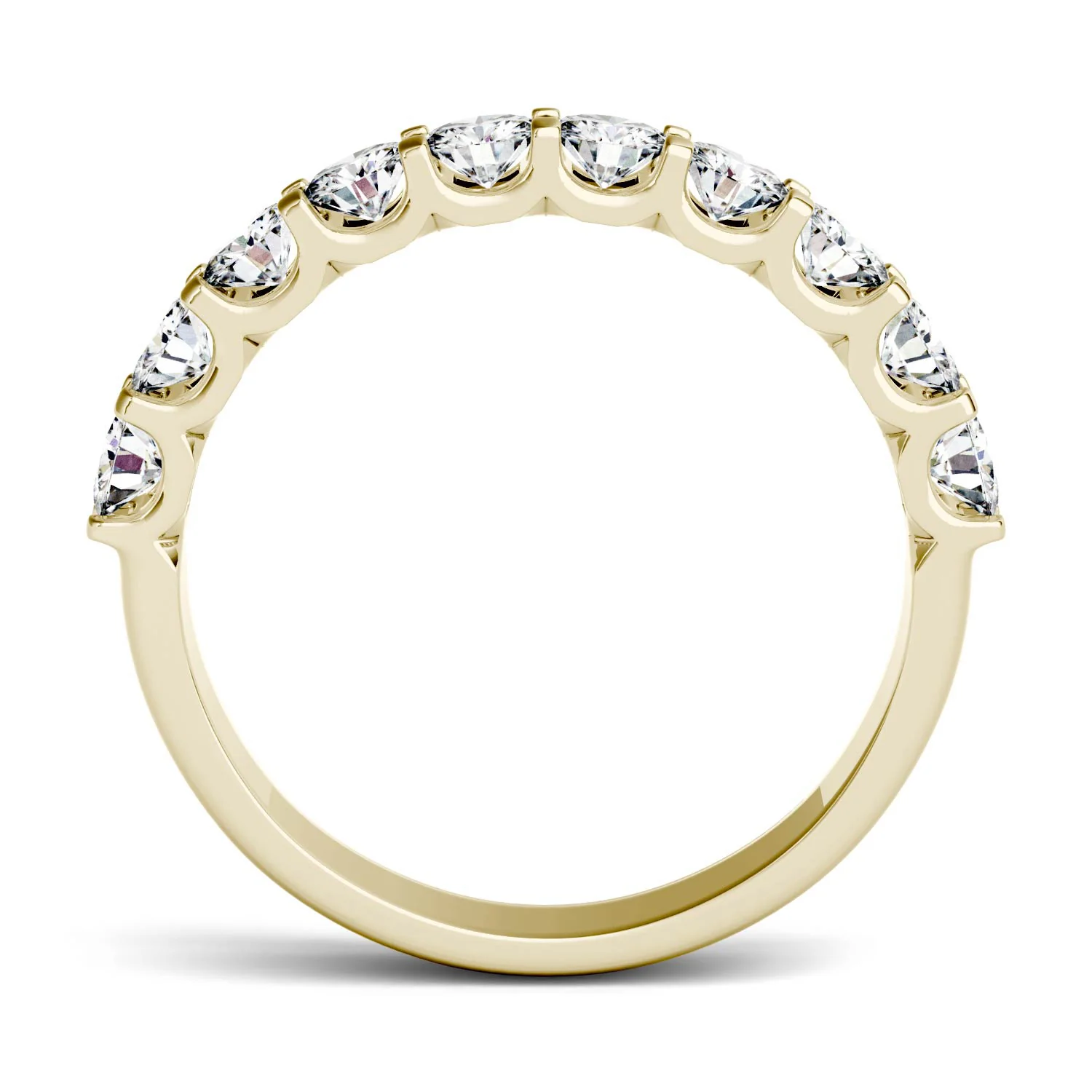 1.00 CTW DEW Round Moissanite Ten Stone Anniversary Band in 14K Yellow Gold - Image 3