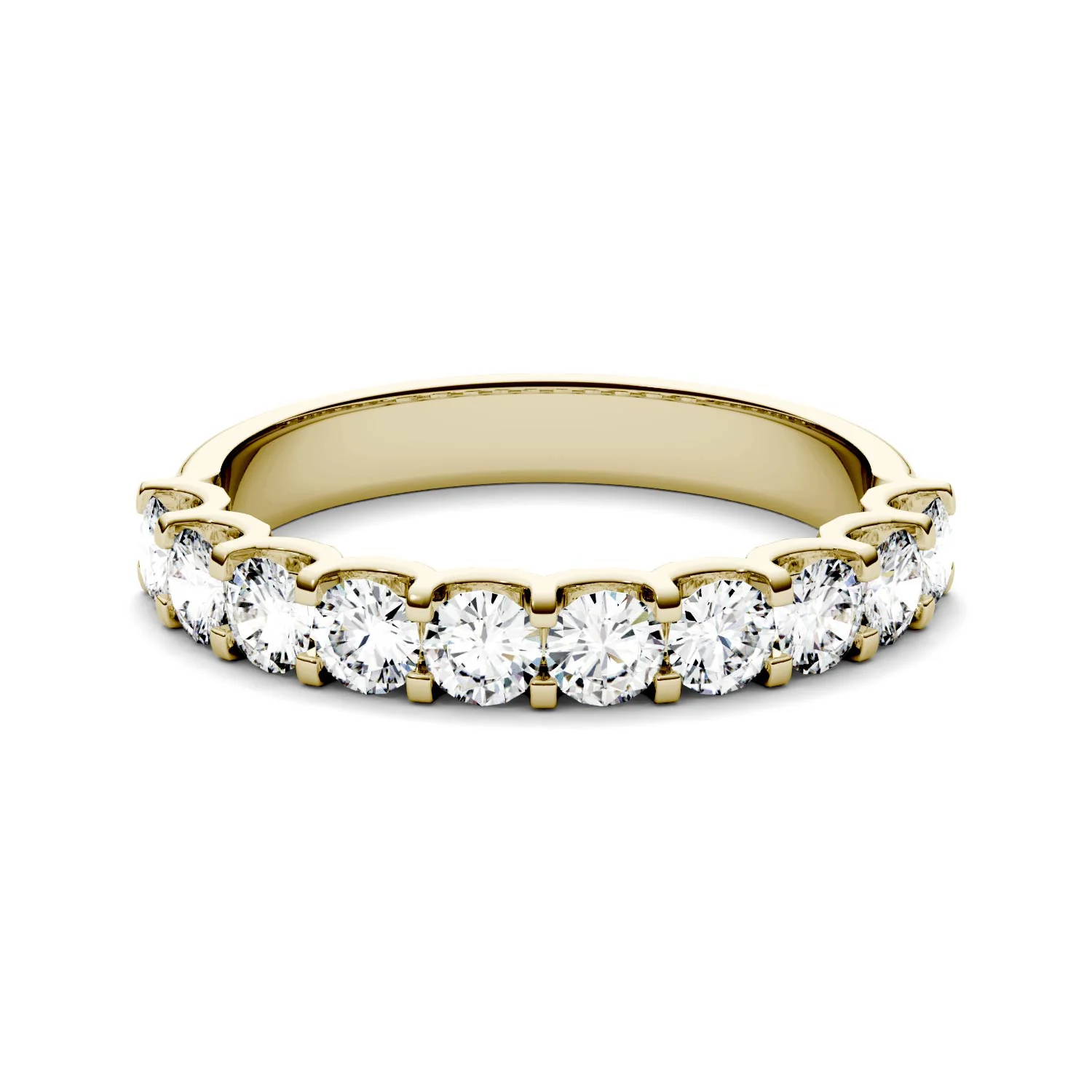 1.00 CTW DEW Round Moissanite Ten Stone Anniversary Band in 14K Yellow Gold - Image 4