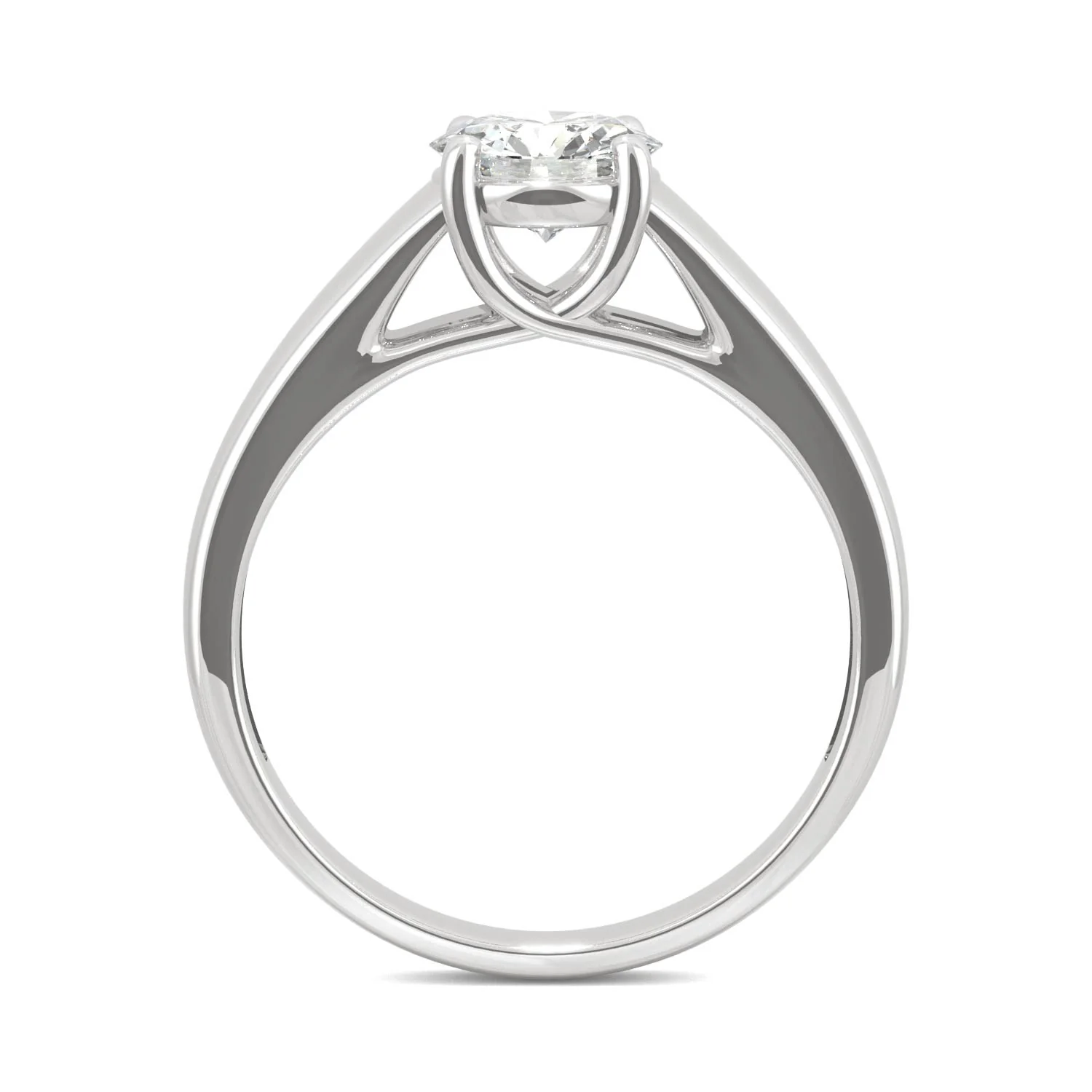 1.00 CTW DEW Round Moissanite Wide Solitaire Engagement Ring in 14K White Gold - Image 3
