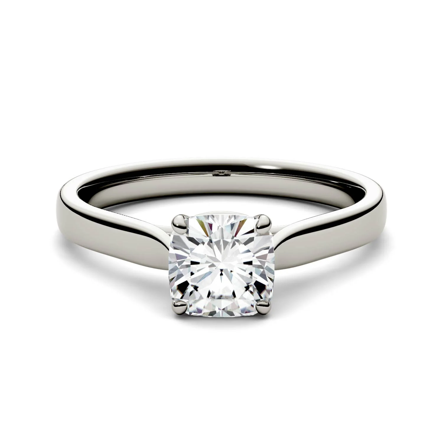 1.10 CTW DEW Cushion Moissanite Solitaire Engagement Ring in 14K White Gold - Image 4