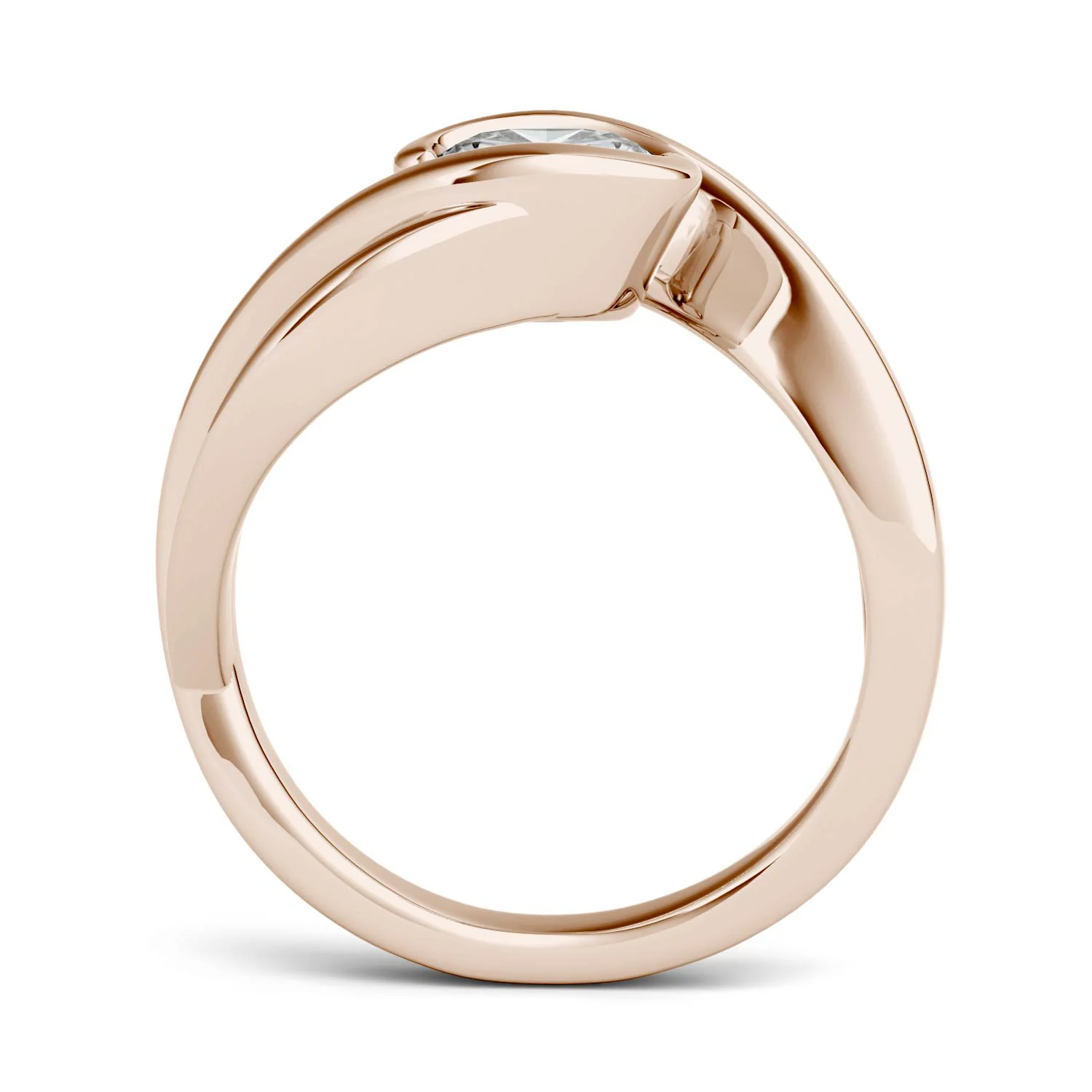 1.10 CTW DEW Cushion Moissanite Swirl Bypass Solitaire Engagement Ring in 14K Rose Gold - Image 3
