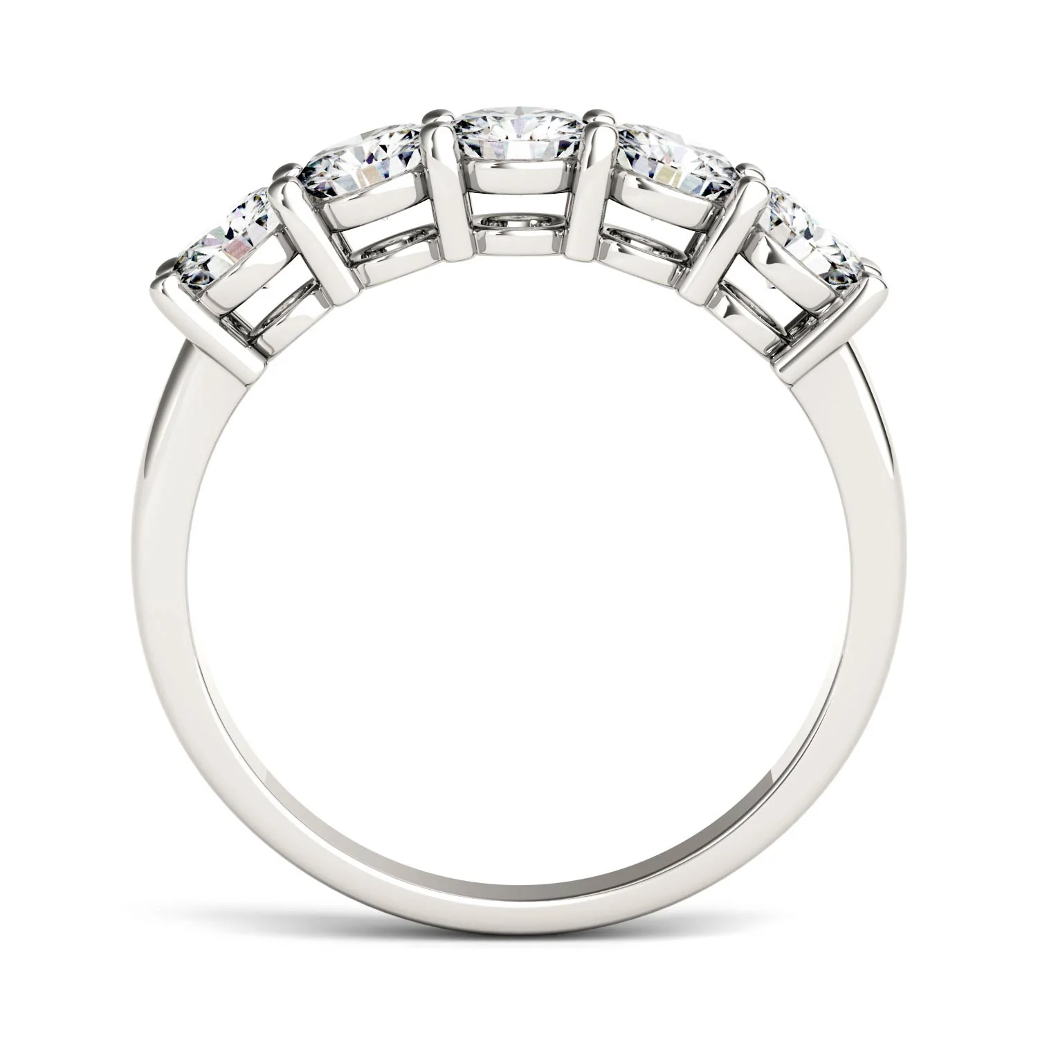 1.15 CTW DEW Round Moissanite Five-Stone Anniversary Band in 14K White Gold - Image 3