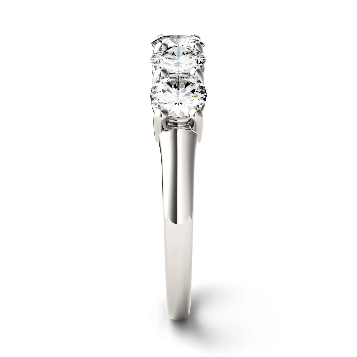1.15 CTW DEW Round Moissanite Five-Stone Anniversary Band in 14K White Gold - Image 5