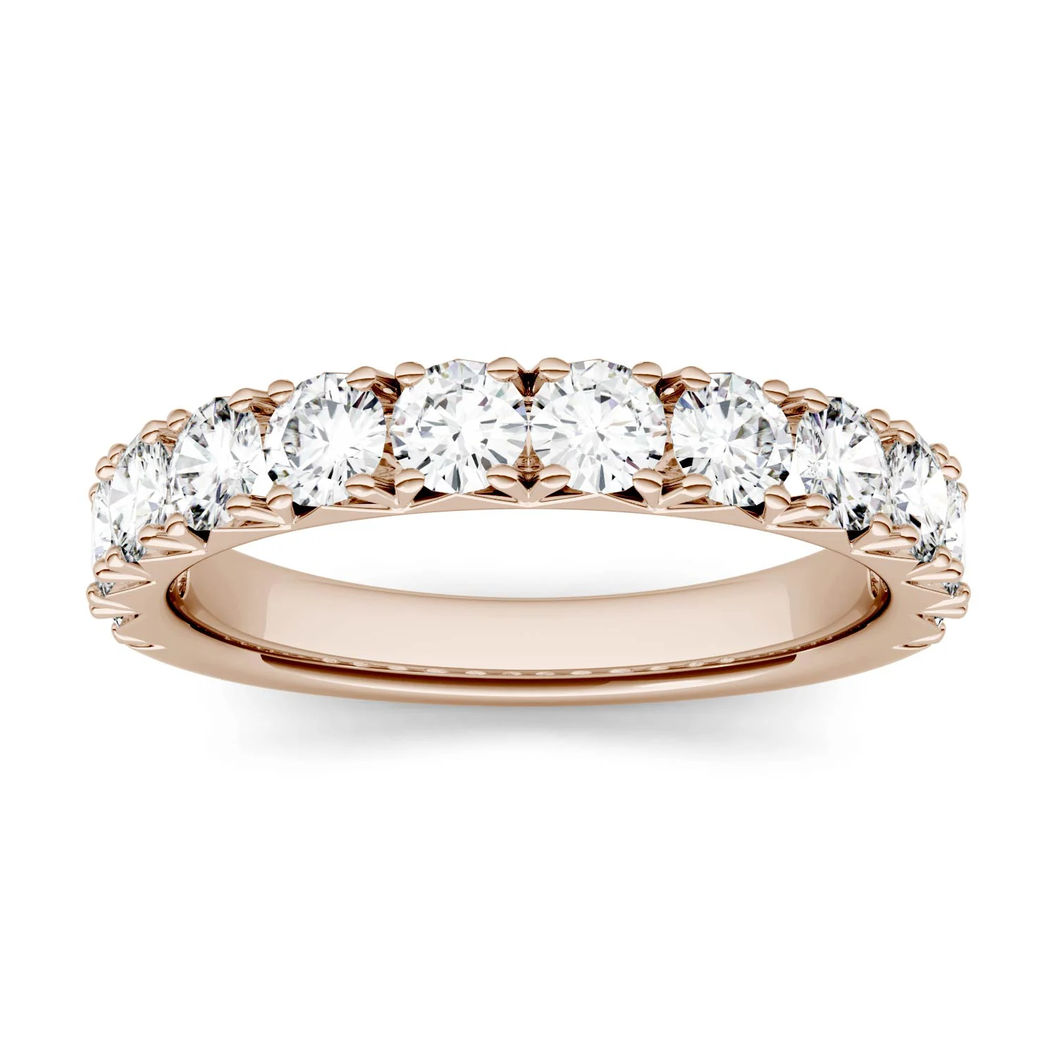 1.20 CTW DEW Round Moissanite Classic Anniversary Band in 14K Rose Gold