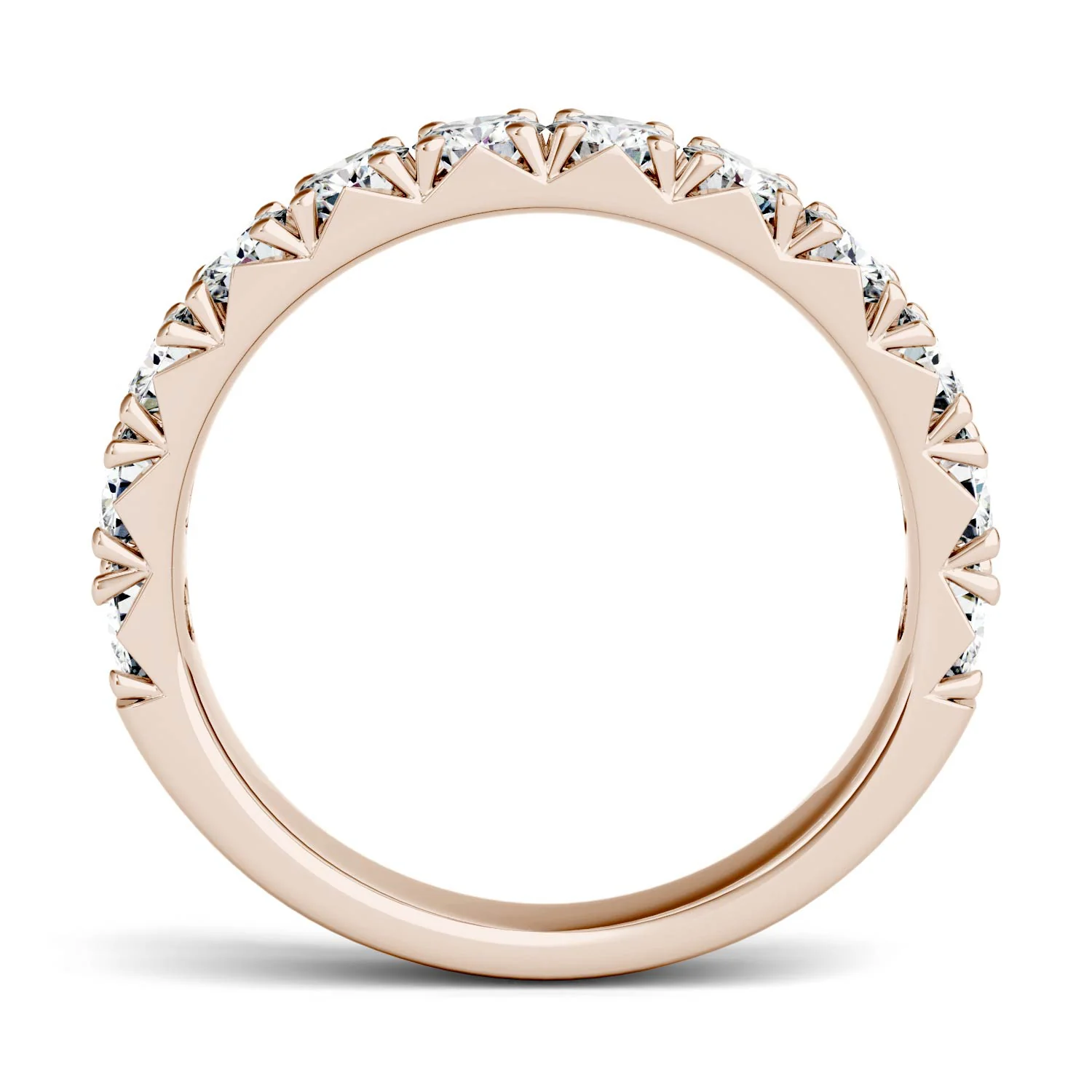 1.20 CTW DEW Round Moissanite Classic Anniversary Band in 14K Rose Gold - Image 3