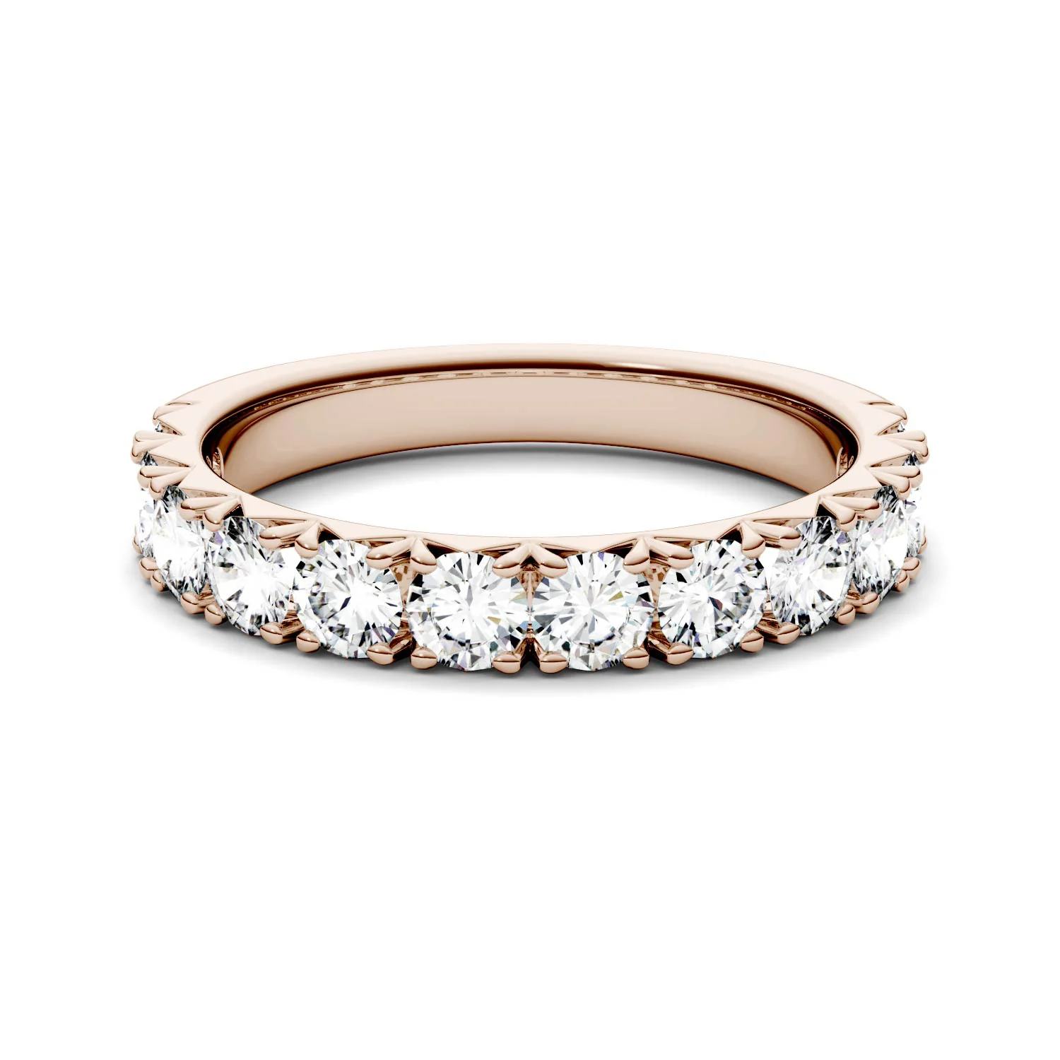 1.20 CTW DEW Round Moissanite Classic Anniversary Band in 14K Rose Gold - Image 4