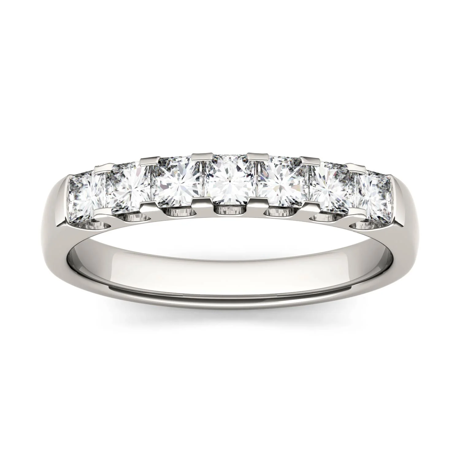 1.26 CTW DEW Princess Moissanite Shared Prong Anniversary Band in 14K White Gold