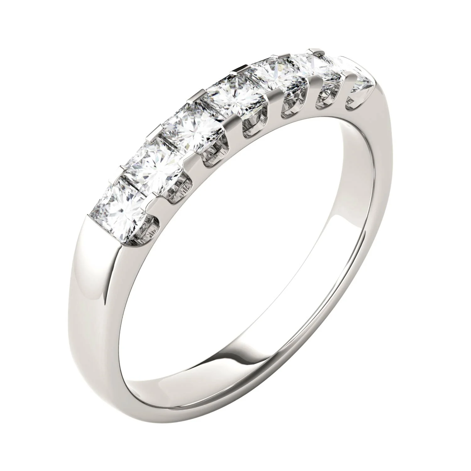 1.26 CTW DEW Princess Moissanite Shared Prong Anniversary Band in 14K White Gold - Image 2