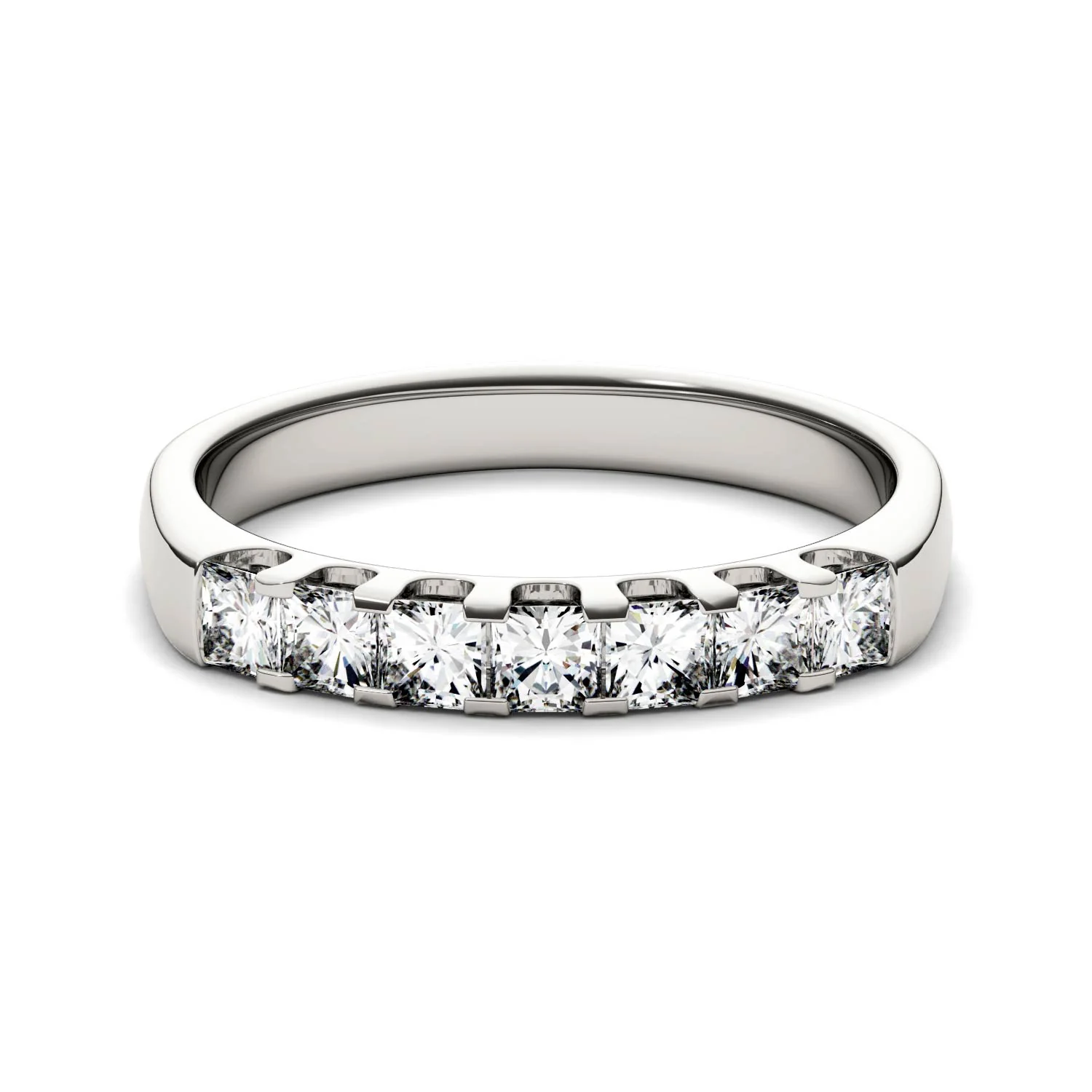 1.26 CTW DEW Princess Moissanite Shared Prong Anniversary Band in 14K White Gold - Image 4