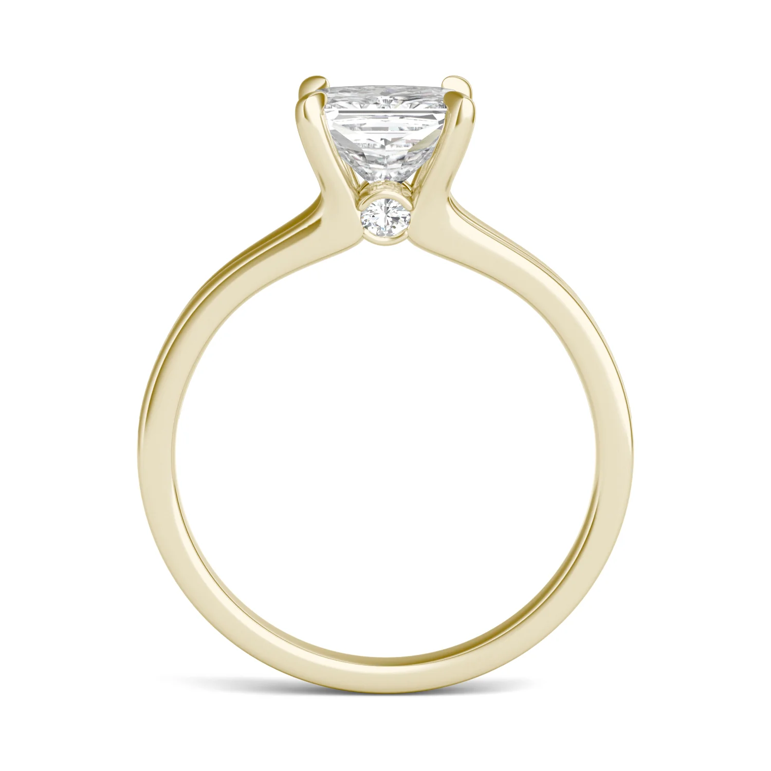 1.26 CTW DEW Princess Moissanite Split Shank Solitaire Engagement Ring in 14K Yellow Gold - Image 3