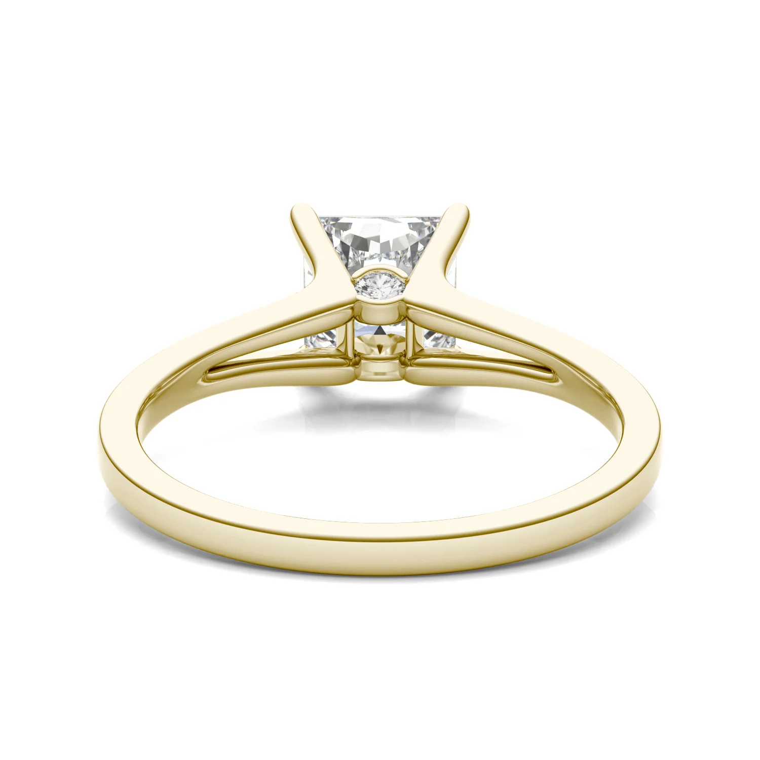1.26 CTW DEW Princess Moissanite Split Shank Solitaire Engagement Ring in 14K Yellow Gold - Image 6