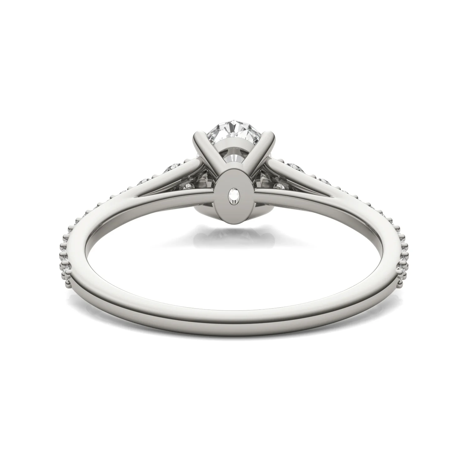 1.29 CTW DEW Oval Moissanite Graduated Side-Stone Engagement Ring in 14K White Gold - Image 6