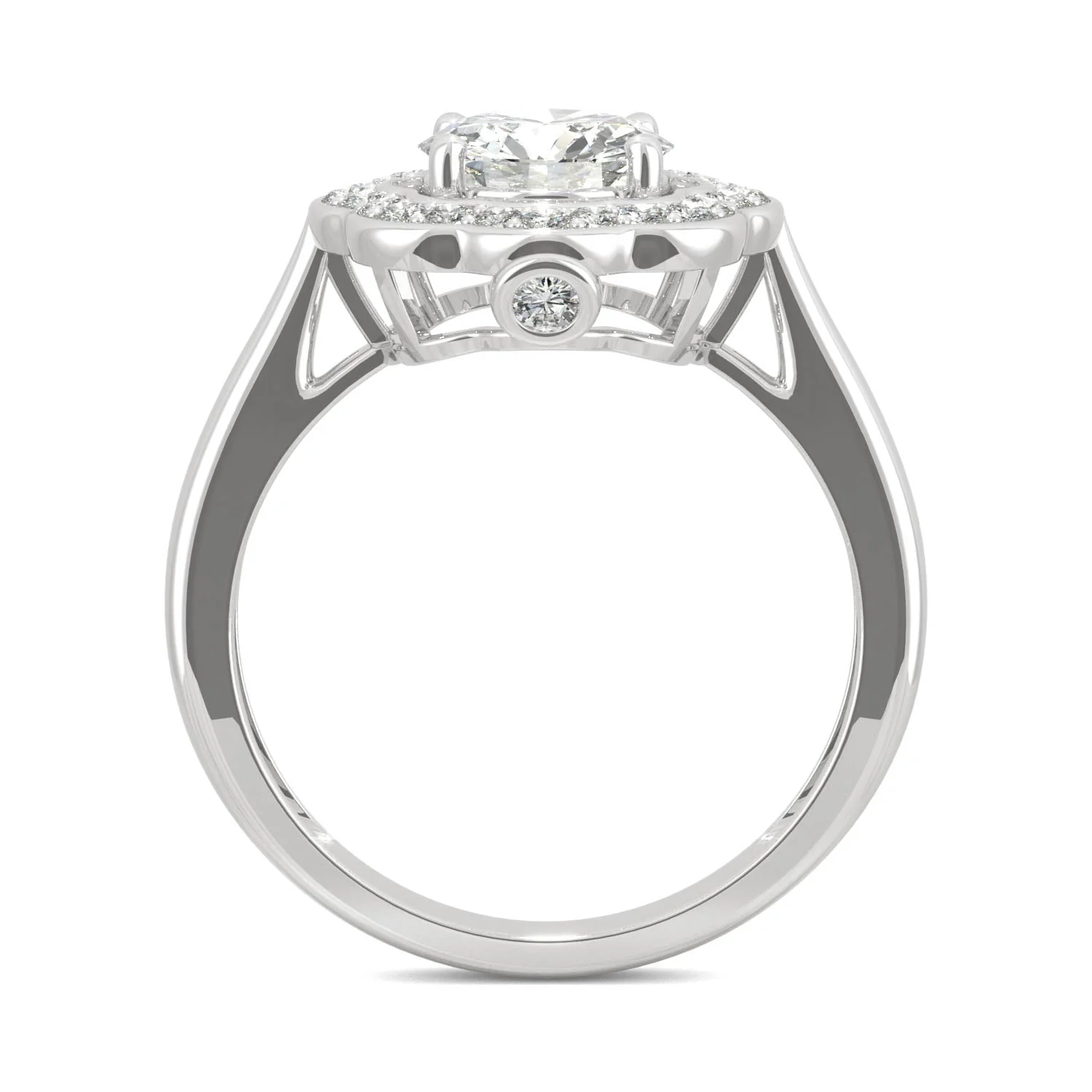 1.29 CTW DEW Round Moissanite Floral Halo Engagement Ring in 14K White Gold - Image 3