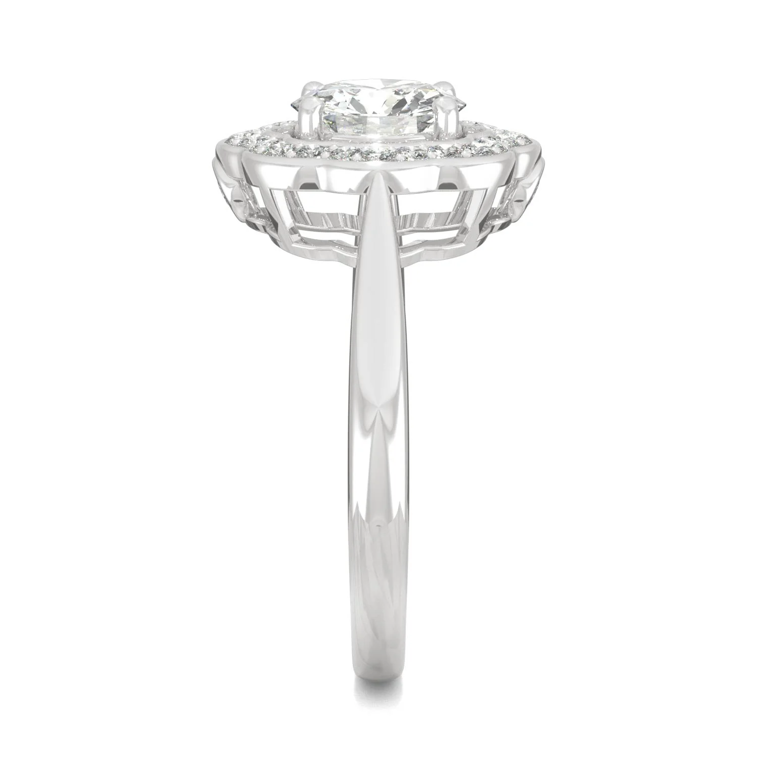 1.29 CTW DEW Round Moissanite Floral Halo Engagement Ring in 14K White Gold - Image 5