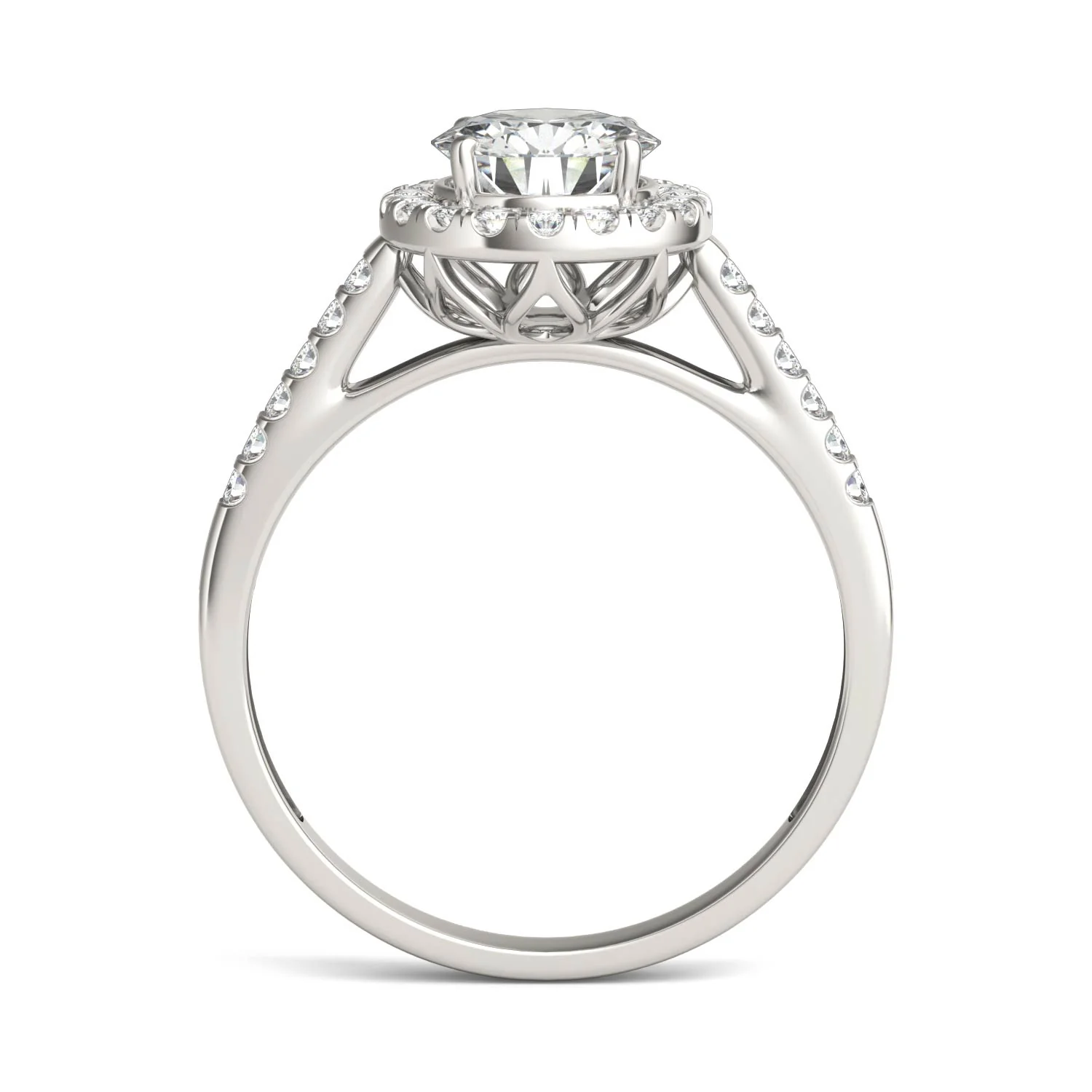 1.45 CTW DEW Round Moissanite Halo Engagement Ring in 14K White Gold - Image 3