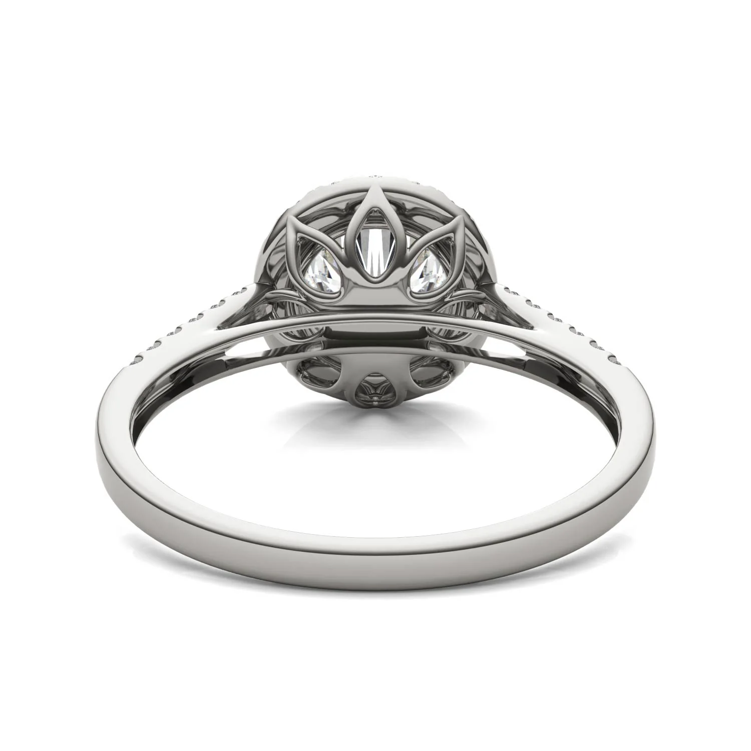 1.45 CTW DEW Round Moissanite Halo Engagement Ring in 14K White Gold - Image 6
