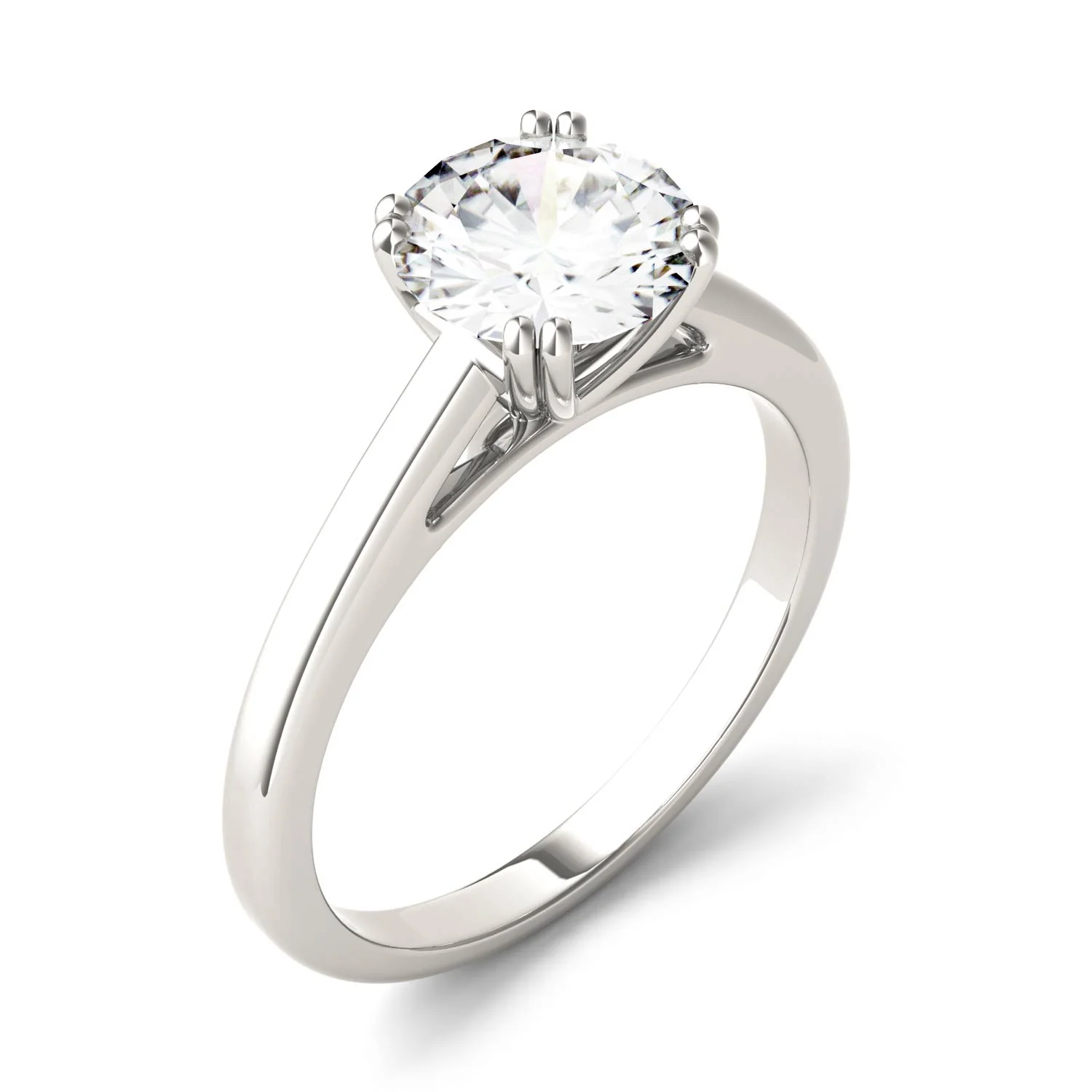 1.50 CTW DEW Round Moissanite Double Prong Solitaire Engagement Ring in 14K White Gold - Image 2
