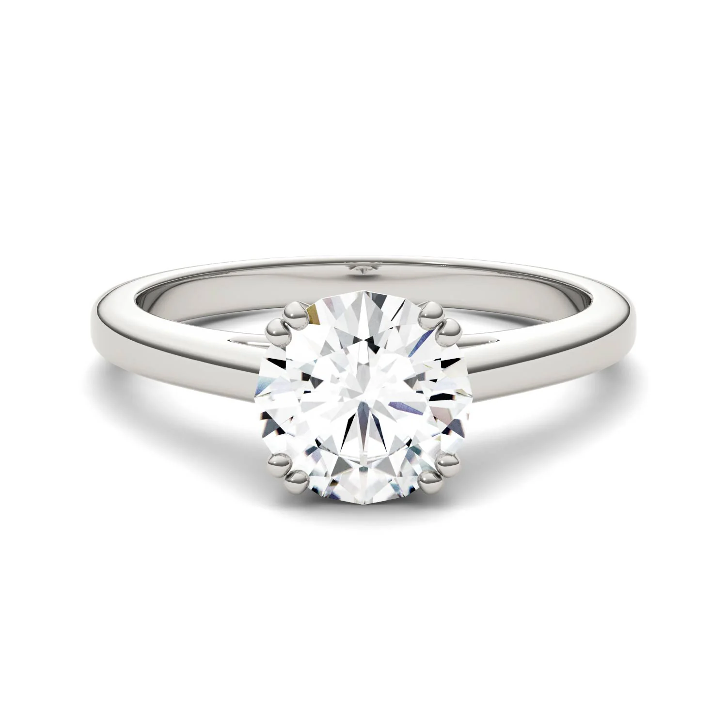 1.50 CTW DEW Round Moissanite Double Prong Solitaire Engagement Ring in 14K White Gold - Image 4