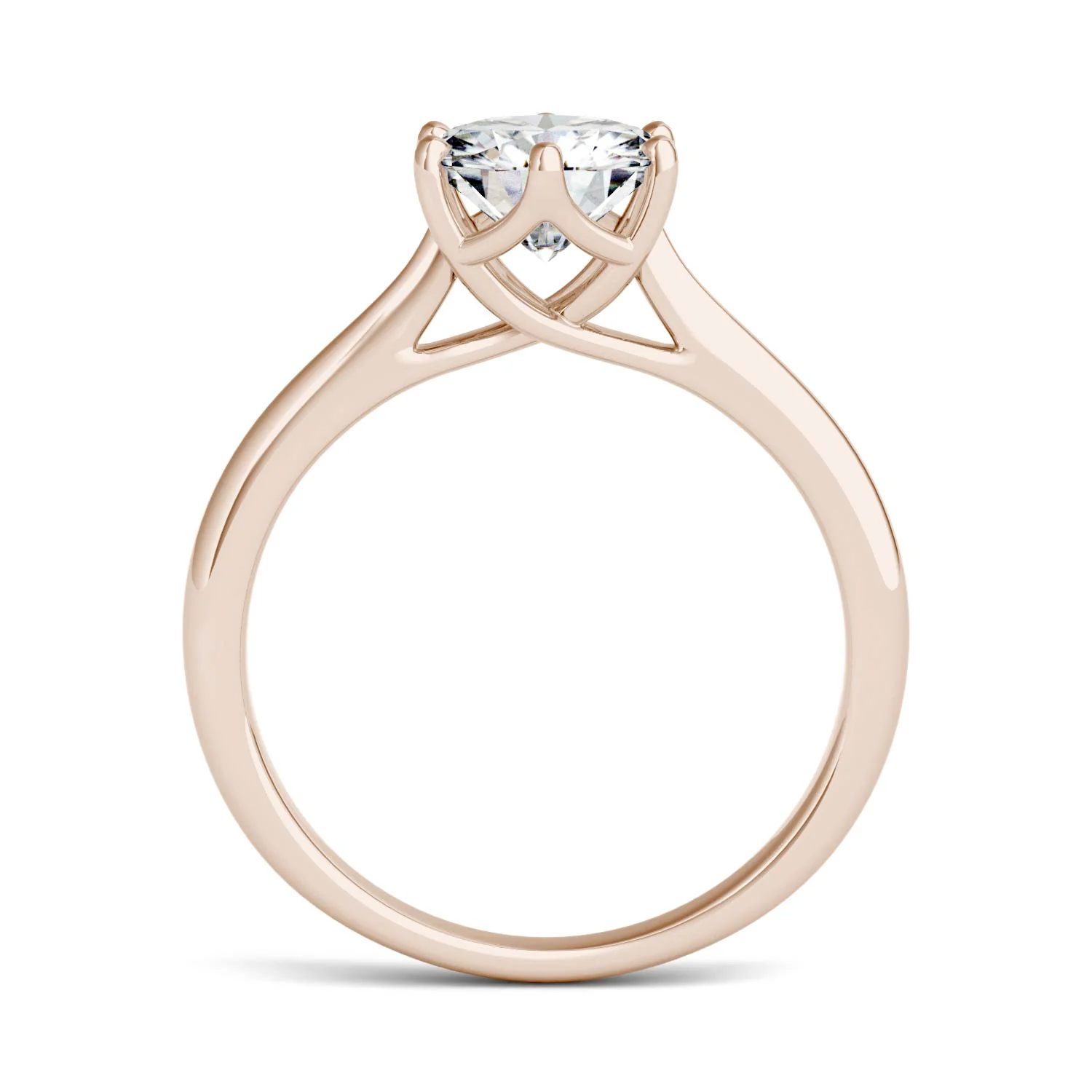 1.50 CTW DEW Round Moissanite Six Prong Solitaire Trellis Engagement Ring in 14K Rose Gold - Image 3