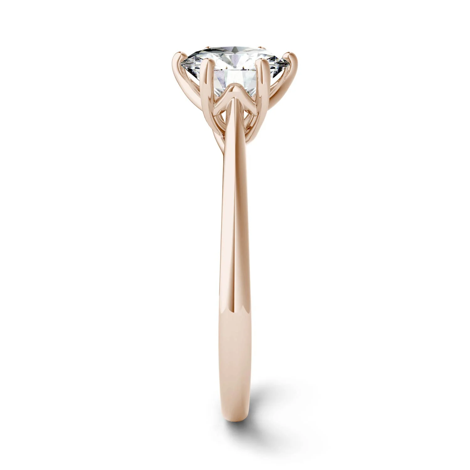 1.50 CTW DEW Round Moissanite Six Prong Solitaire Trellis Engagement Ring in 14K Rose Gold - Image 5