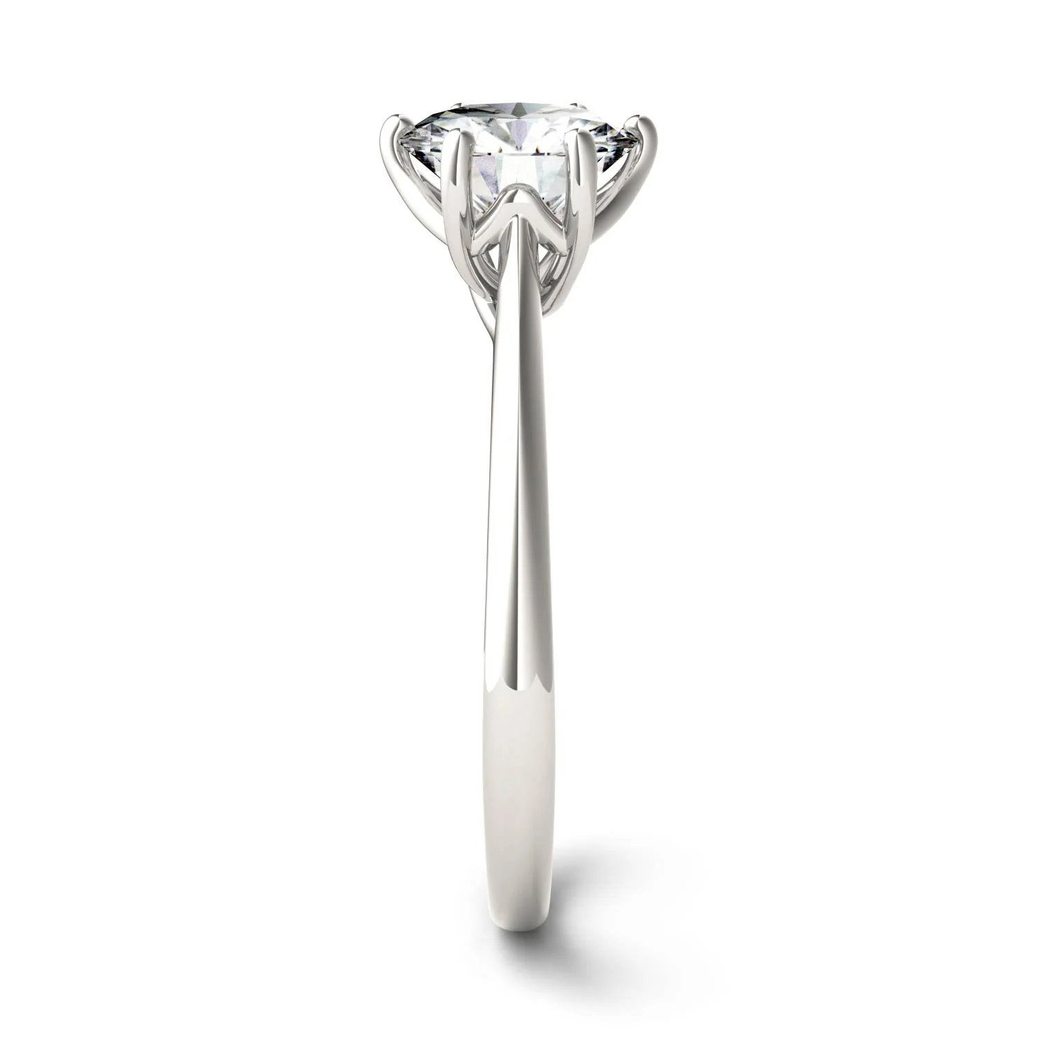 1.50 CTW DEW Round Moissanite Six Prong Solitaire Trellis Engagement Ring in 14K White Gold - Image 5