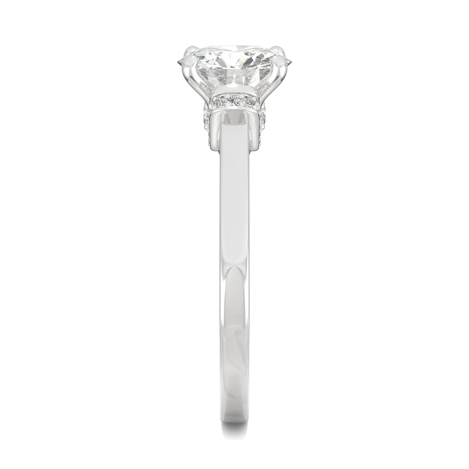 1.59 CTW DEW Round Moissanite Cathedral Accented Engagement Ring in 14K White Gold - Image 5