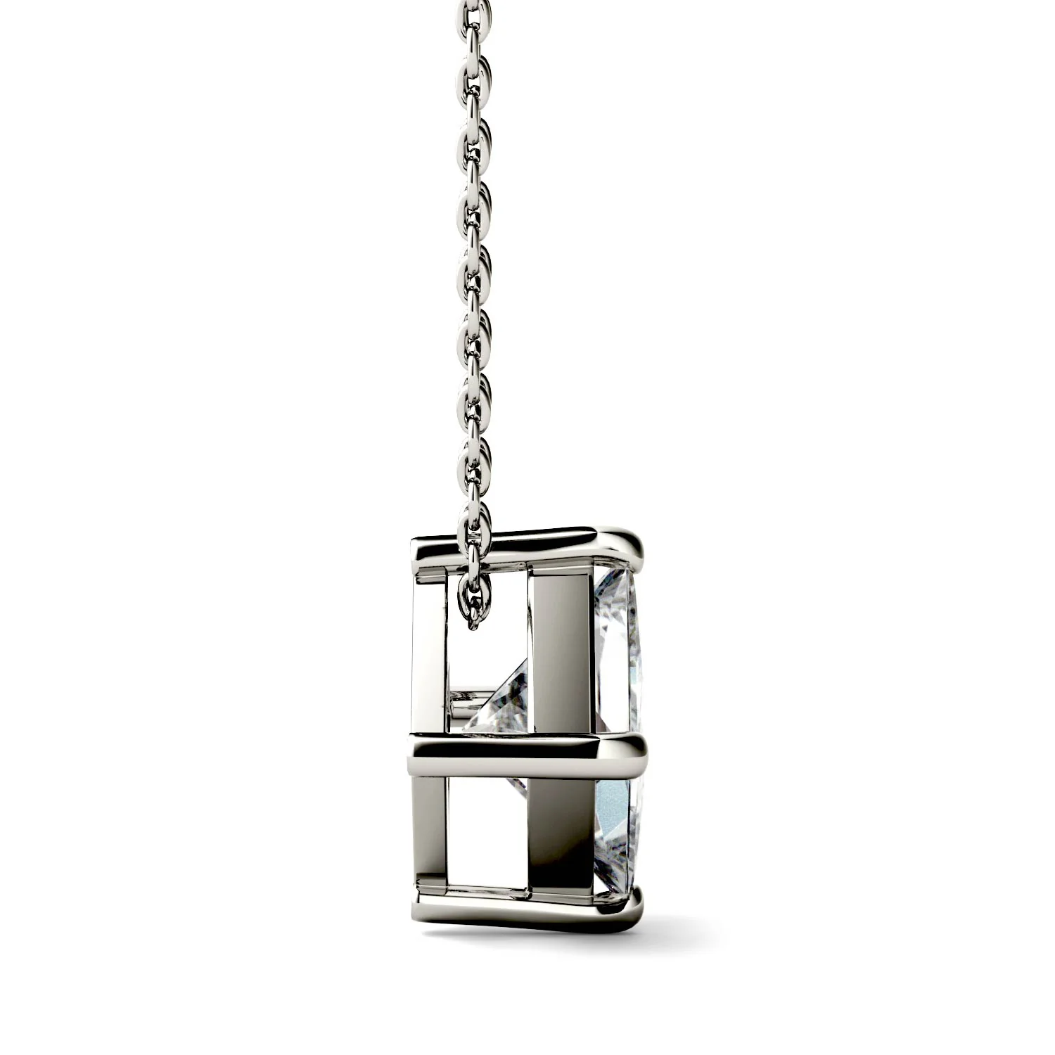 1.70 CTW DEW Princess Moissanite Solitaire Pendant in 14K White Gold - Image 2