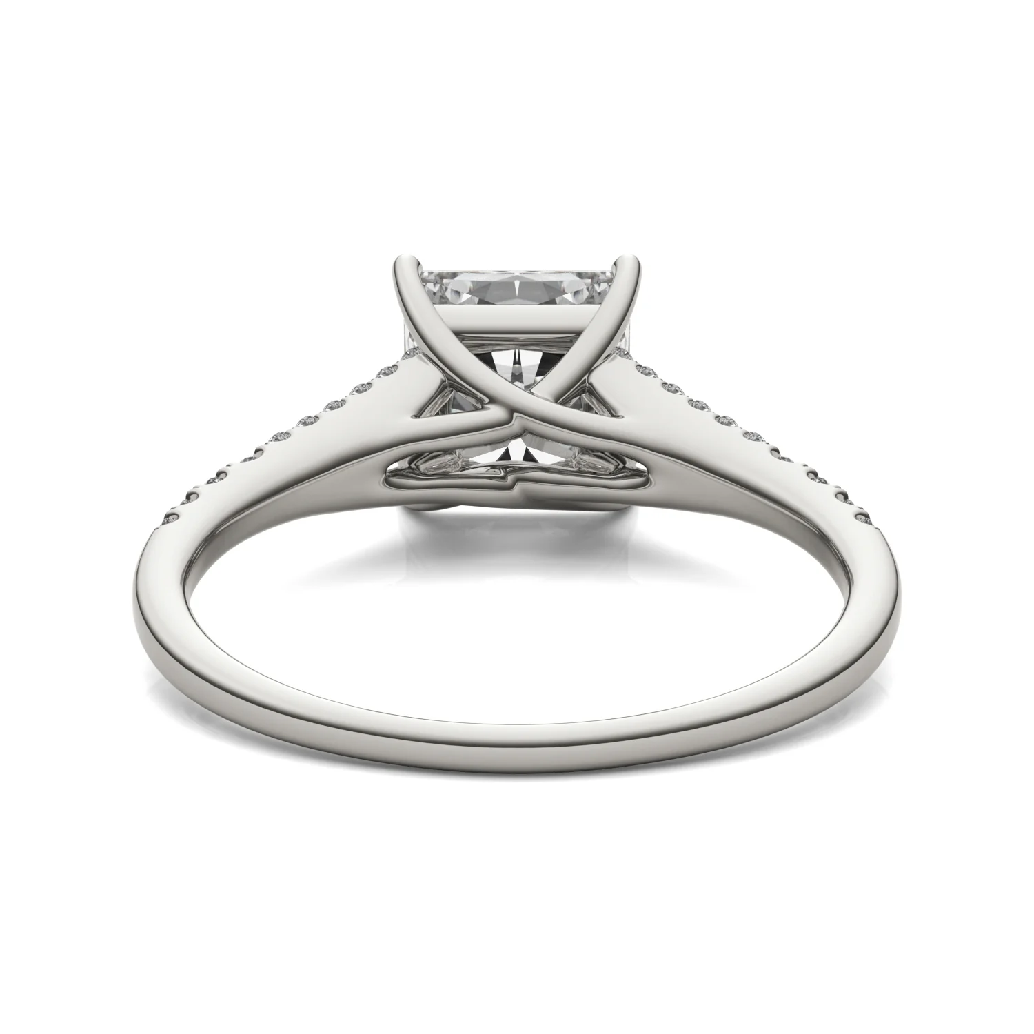 1.71 CTW DEW Princess Moissanite Split Shank Accented in 14K White Gold - Image 6