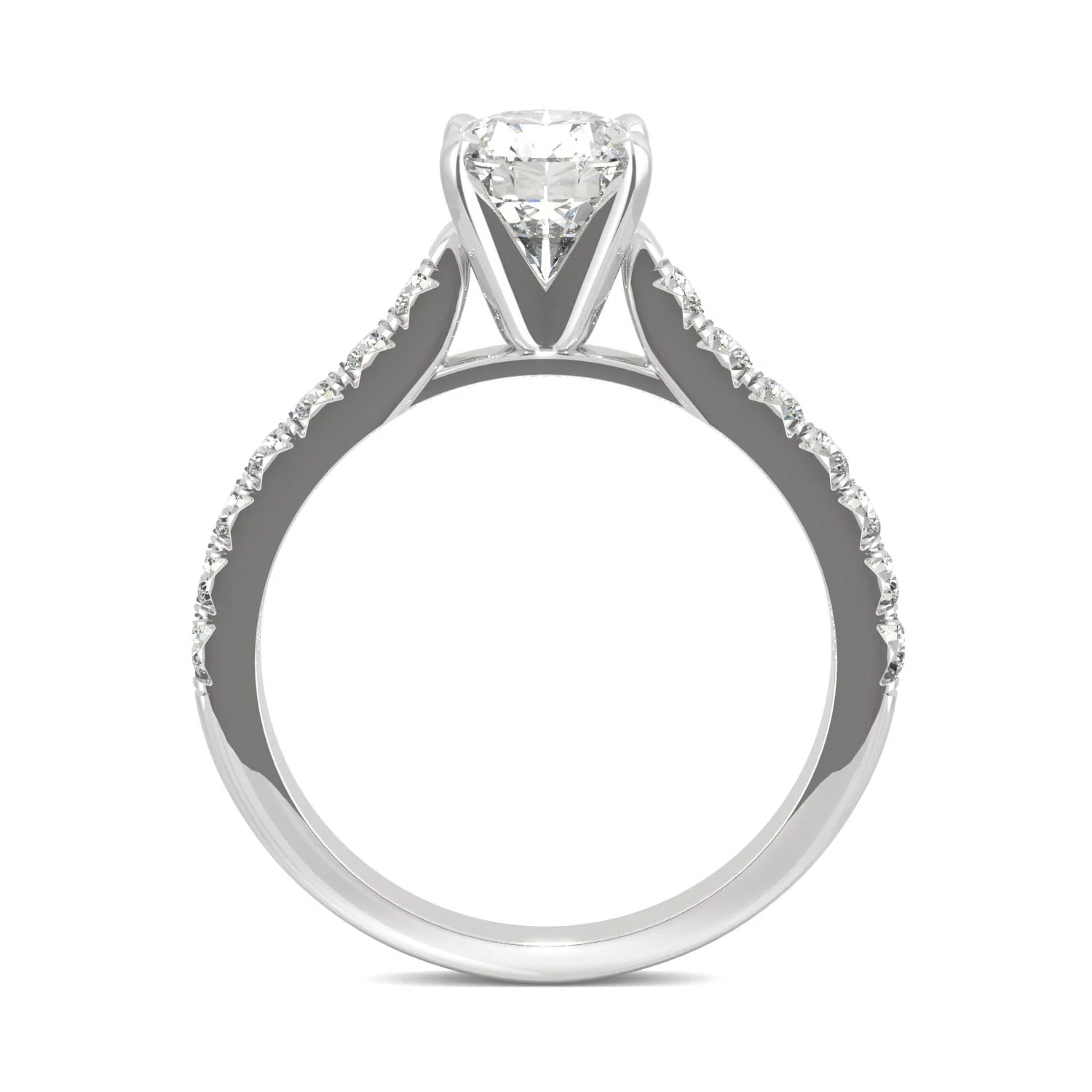 1.78 CTW DEW Oval Moissanite Side Stone Engagement Ring in 14K White Gold - Image 3