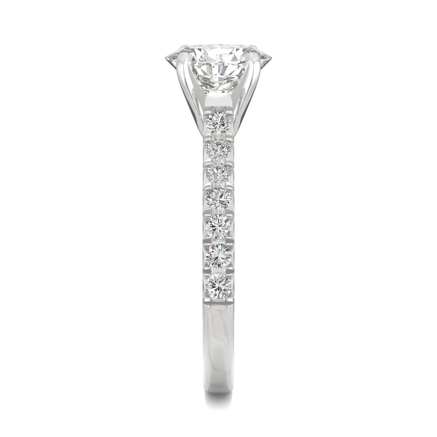 1.78 CTW DEW Oval Moissanite Side Stone Engagement Ring in 14K White Gold - Image 5
