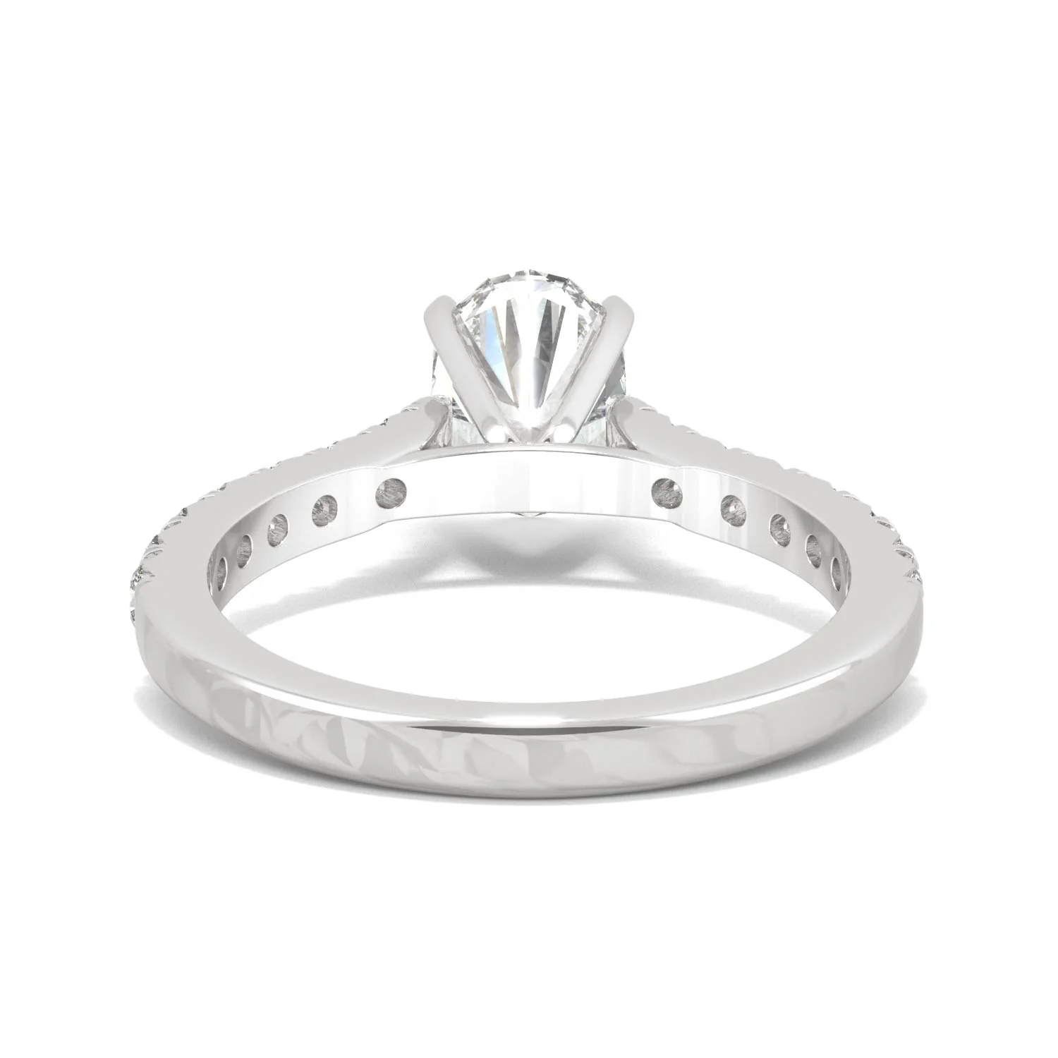 1.78 CTW DEW Oval Moissanite Side Stone Engagement Ring in 14K White Gold - Image 6