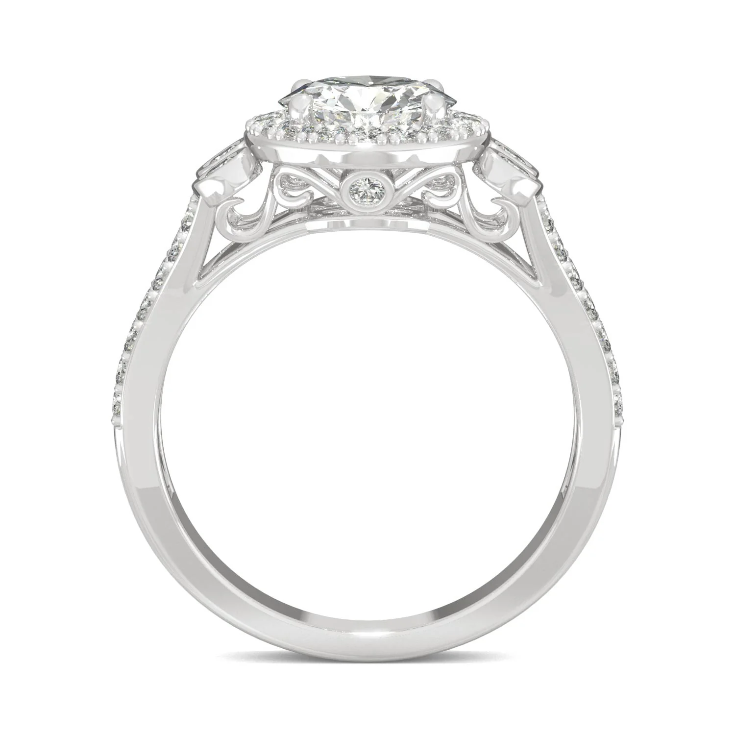 1.78 CTW DEW Round Moissanite Accented Halo Engagement Ring in 14K White Gold - Image 3