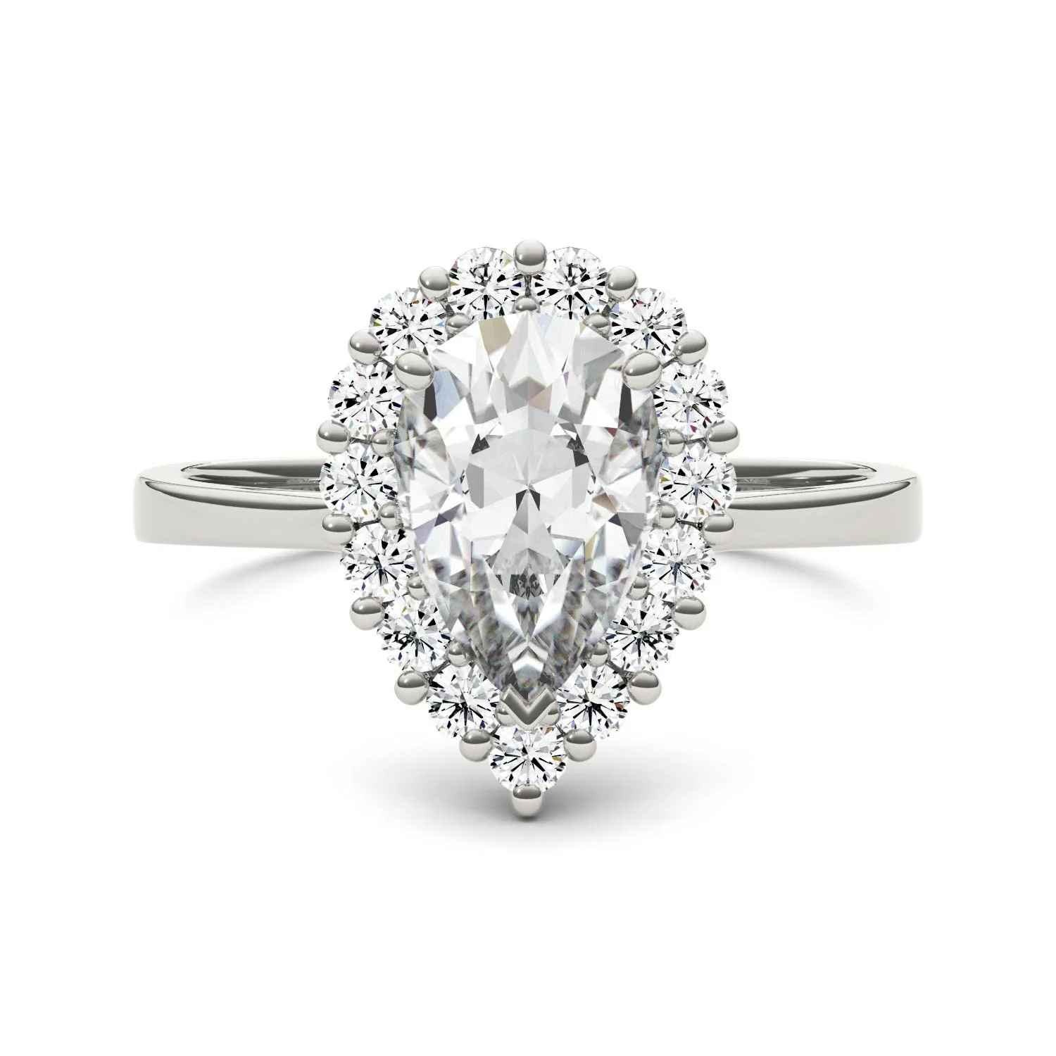 1.80 CTW DEW Pear Moissanite Halo Engagement Ring in 14K White Gold - Image 4