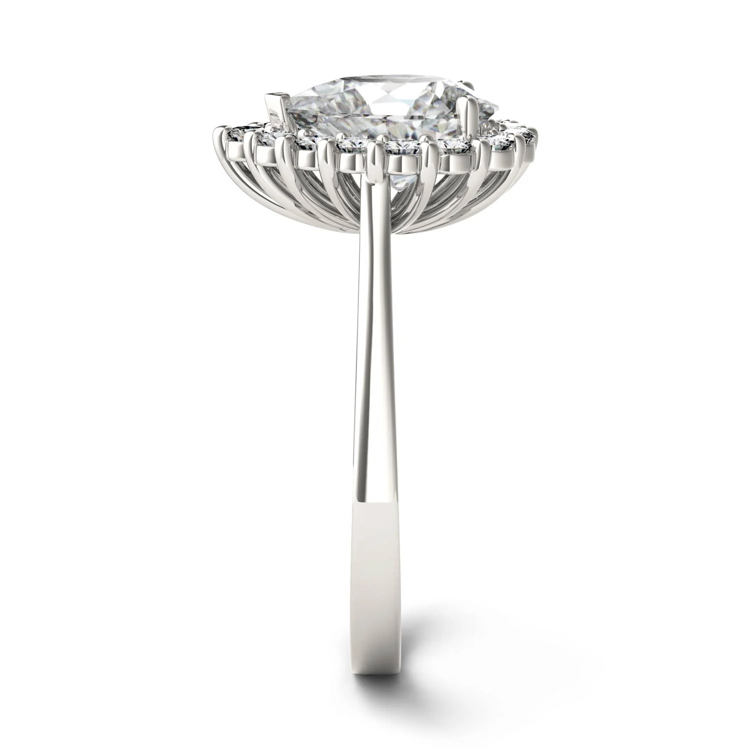 1.80 CTW DEW Pear Moissanite Halo Engagement Ring in 14K White Gold - Image 5