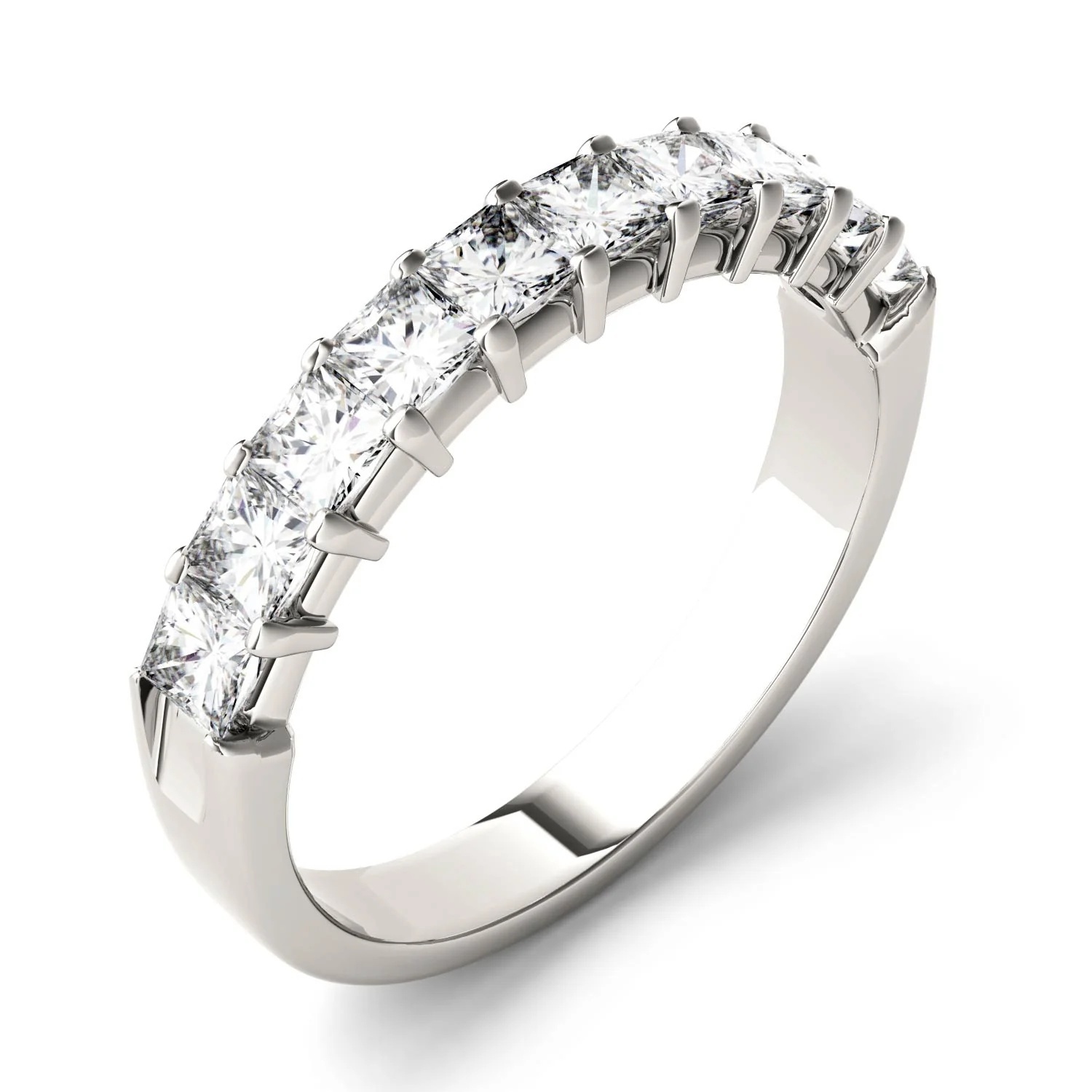 1.80 CTW DEW Princess Moissanite Shared Prong Anniversary Band in 14K White Gold - Image 2