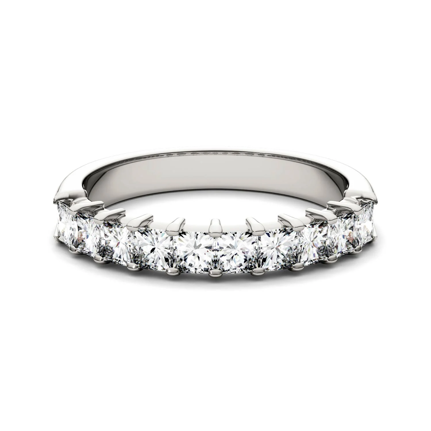 1.80 CTW DEW Princess Moissanite Shared Prong Anniversary Band in 14K White Gold - Image 4