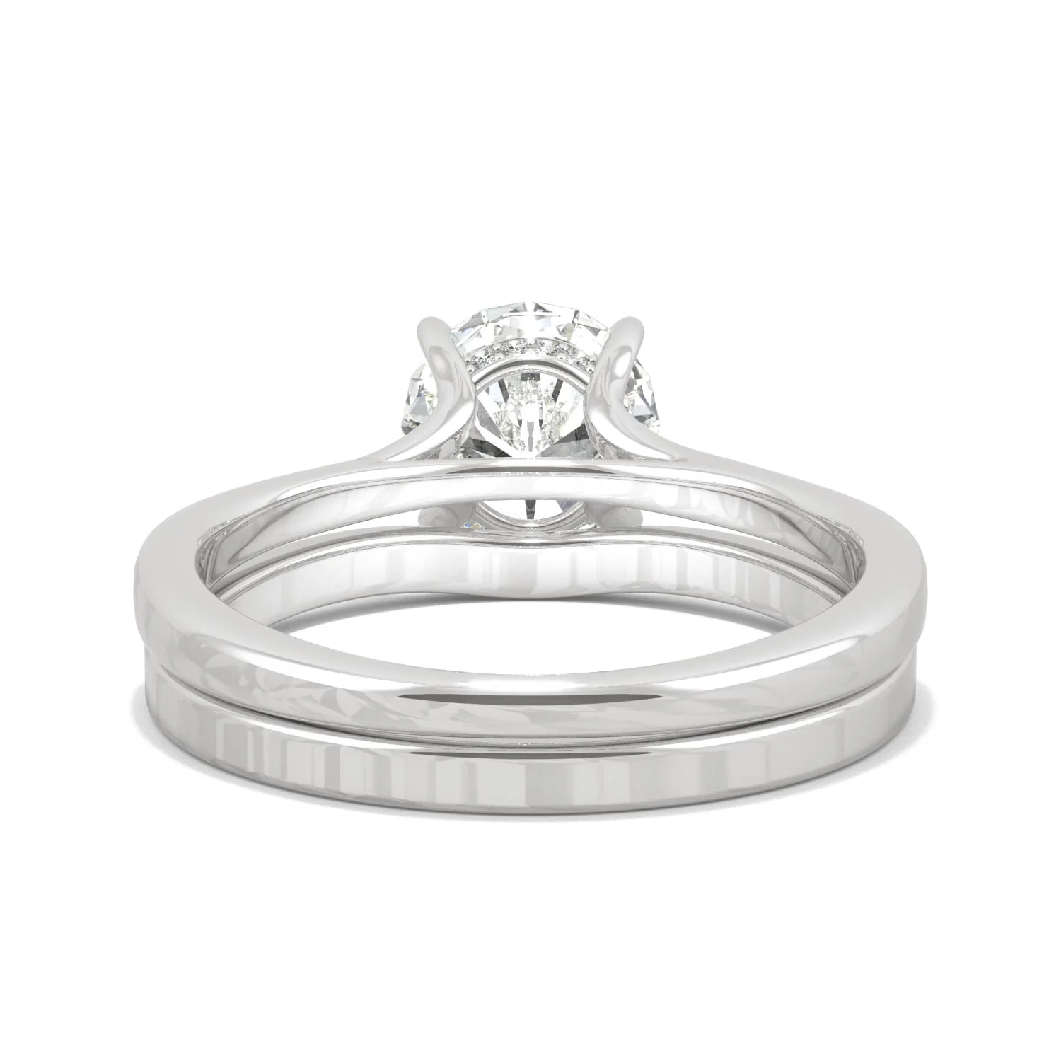 1.81 CTW DEW Round Moissanite Hidden Halo Accented Bridal Set in 14K White Gold - Image 6