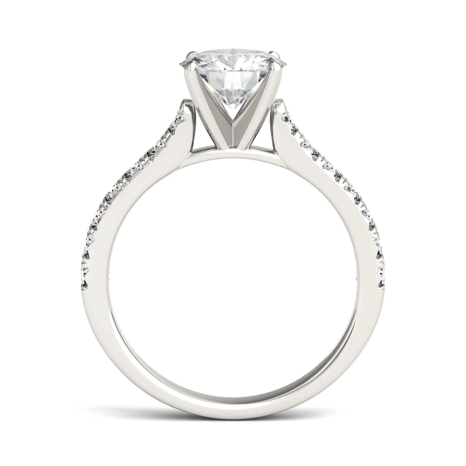 1.88 CTW DEW Round Moissanite Stone-Stone Engagement Ring in 14K White Gold - Image 3