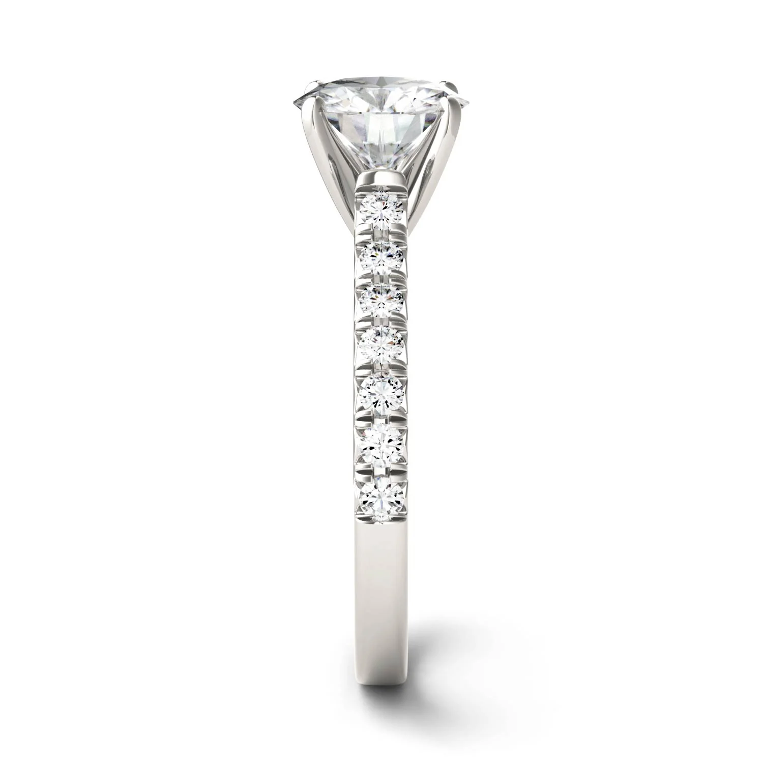 1.88 CTW DEW Round Moissanite Stone-Stone Engagement Ring in 14K White Gold - Image 5