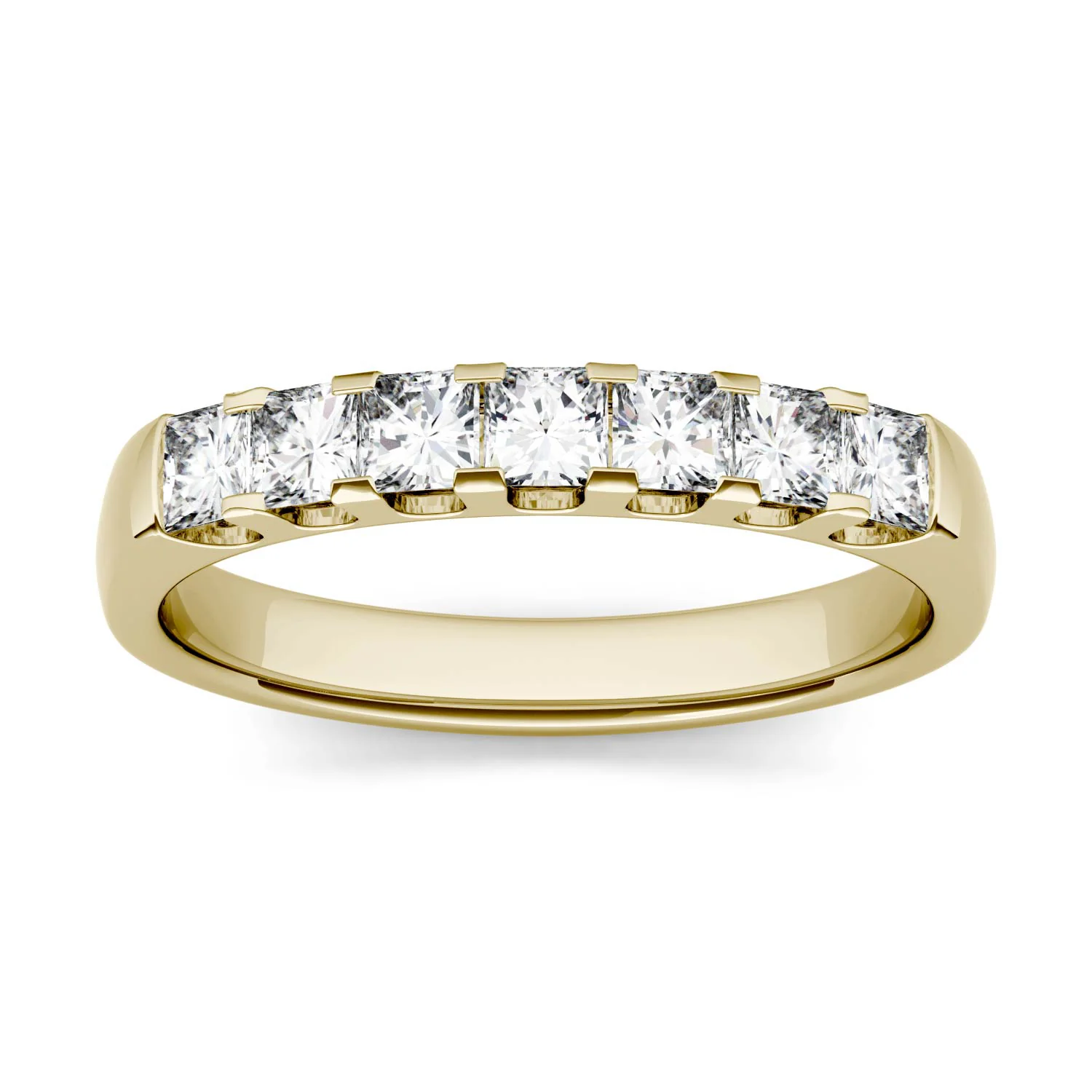 1.89 CTW DEW Princess Moissanite Shared Prong Anniversary Band in 14K Yellow Gold