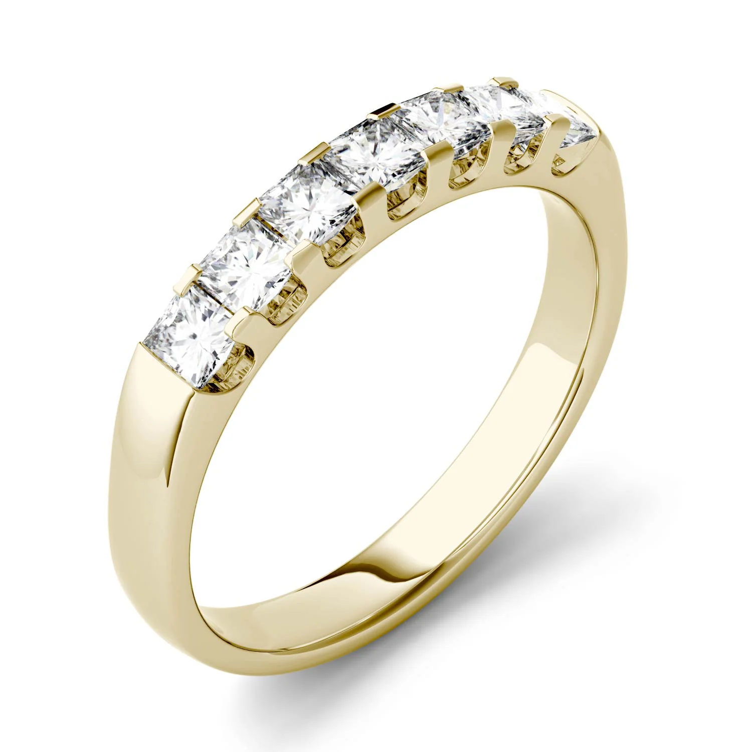 1.89 CTW DEW Princess Moissanite Shared Prong Anniversary Band in 14K Yellow Gold - Image 2
