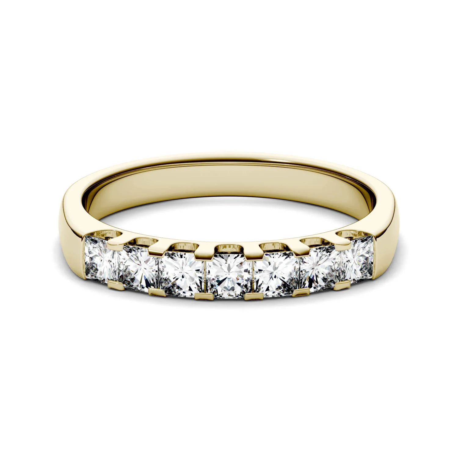 1.89 CTW DEW Princess Moissanite Shared Prong Anniversary Band in 14K Yellow Gold - Image 4
