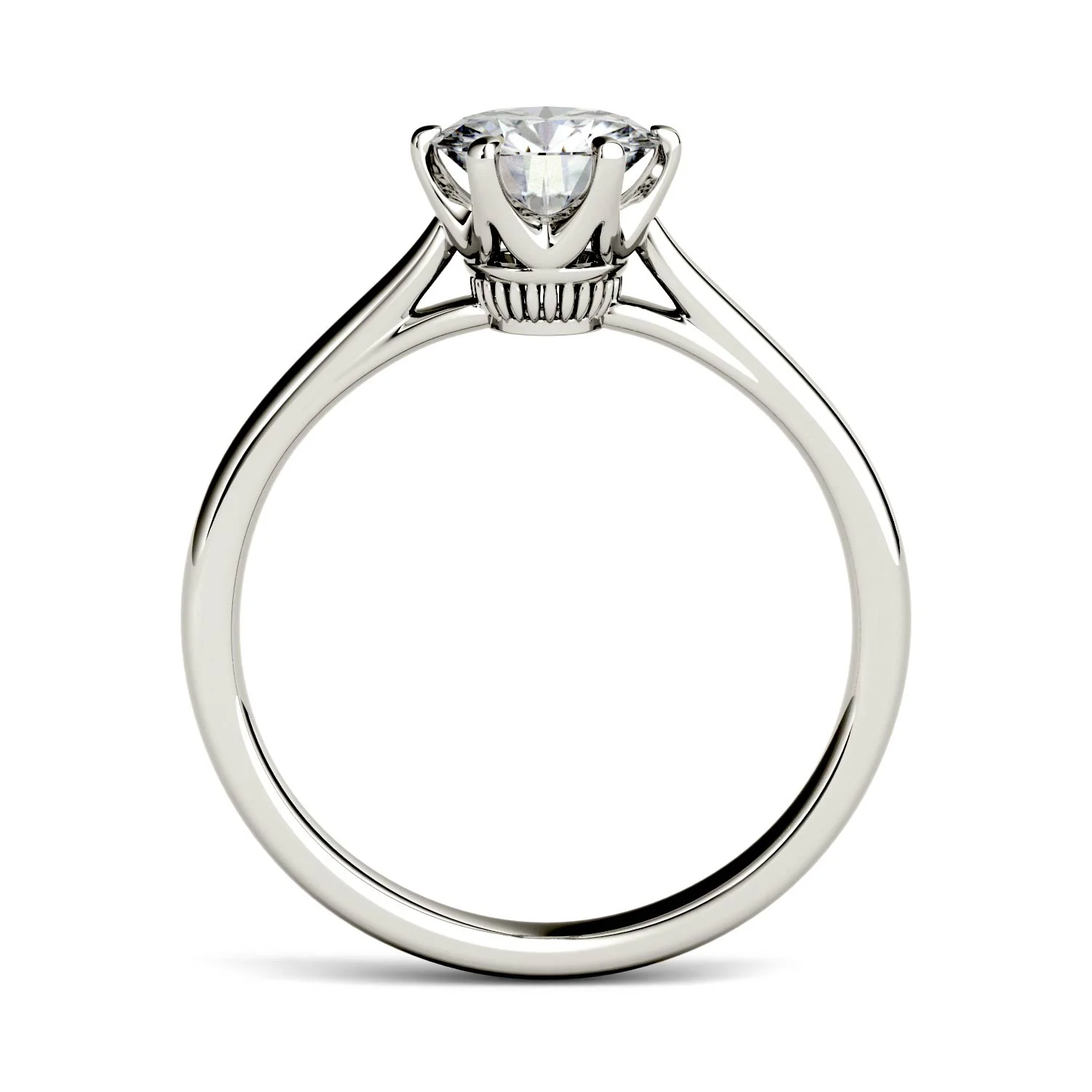 1.90 CTW DEW Round Moissanite Six Prong Solitaire Engagement Ring in 14K White Gold - Image 3