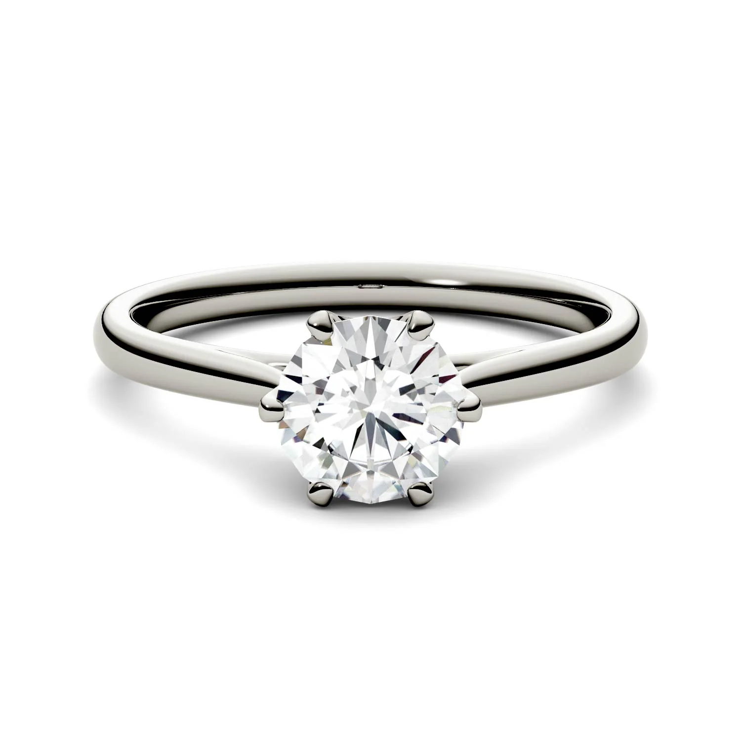 1.90 CTW DEW Round Moissanite Six Prong Solitaire Engagement Ring in 14K White Gold - Image 4