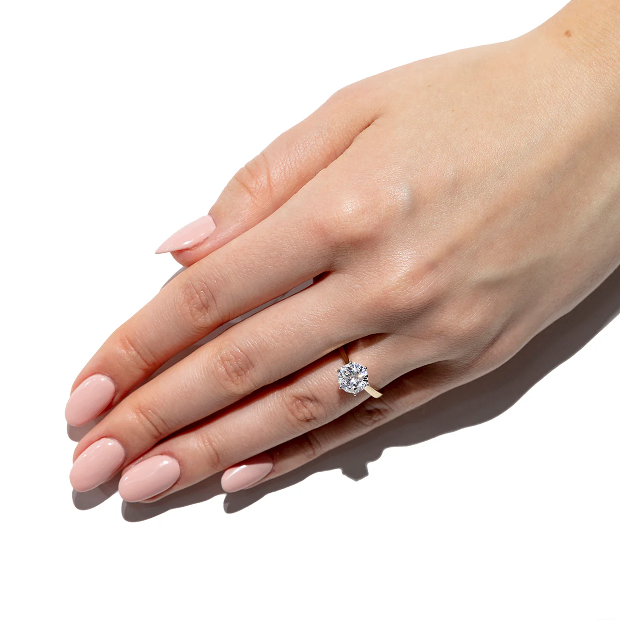 1.90 CTW DEW Round Moissanite Six-Prong Solitaire Ring in 14K Two-Tone Gold - Image 6