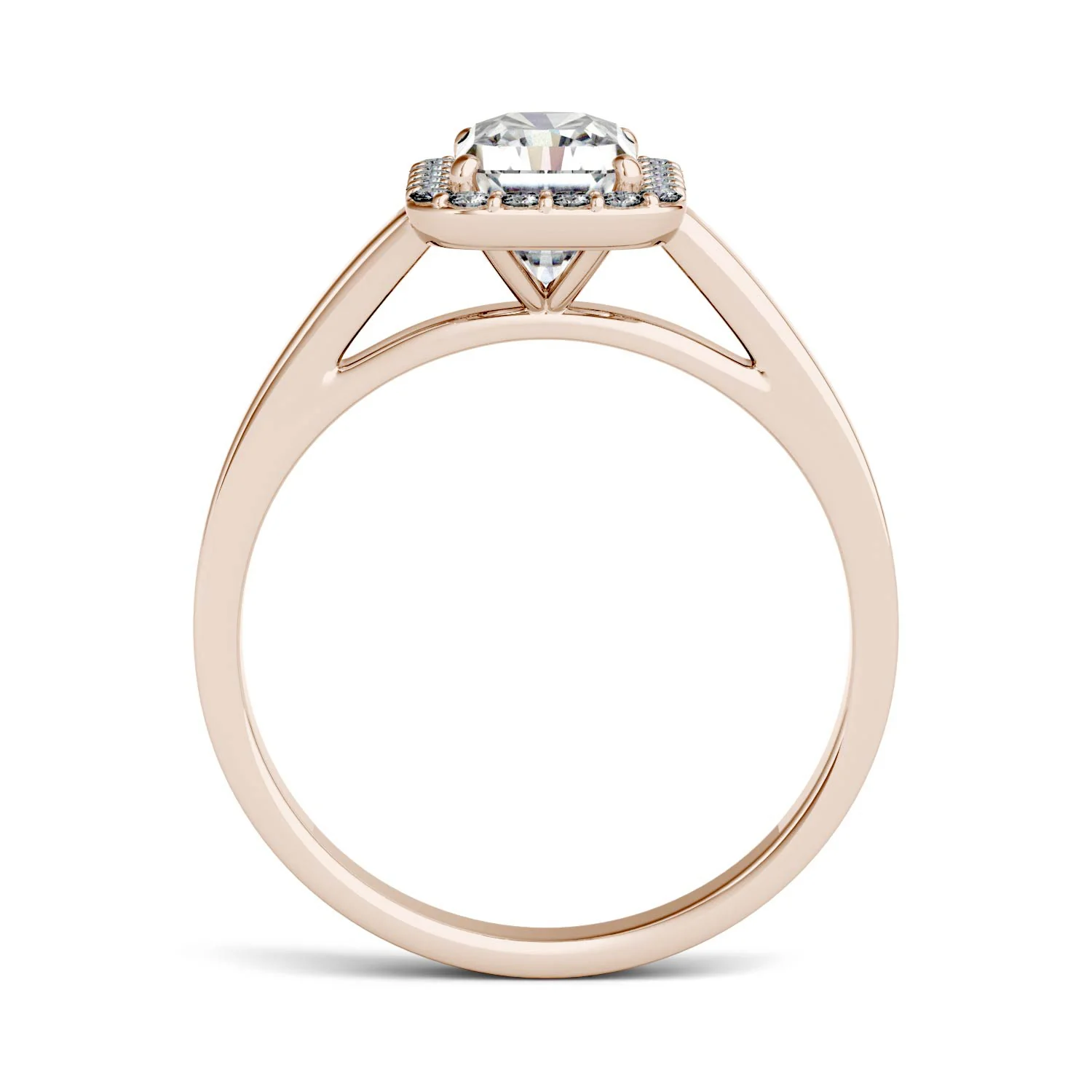 1.98 CTW DEW Radiant Moissanite Halo Engagement Ring in 14K Rose Gold - Image 3