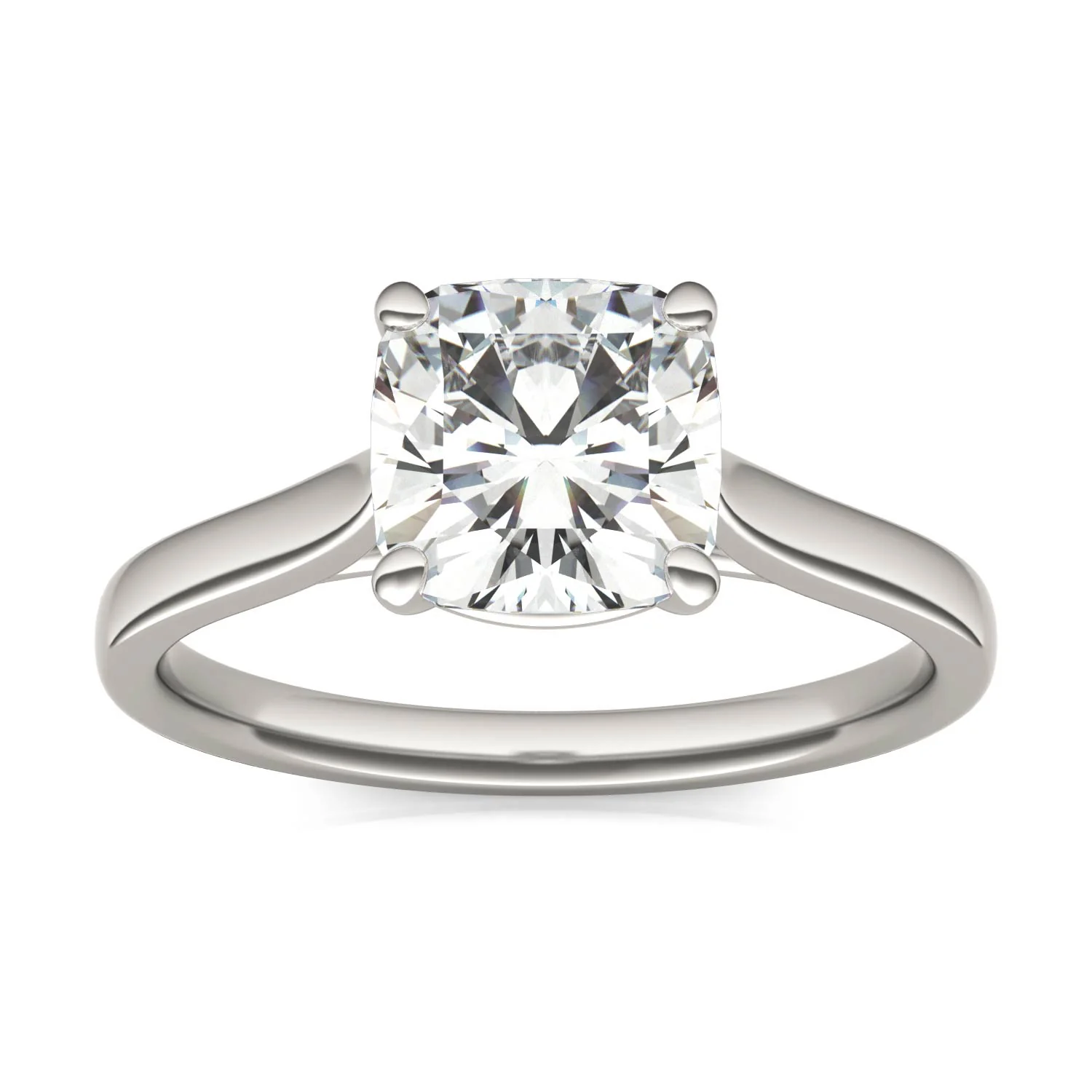 2.00 CTW DEW 14K White Gold Cushion Moissanite Solitaire Engagement Ring