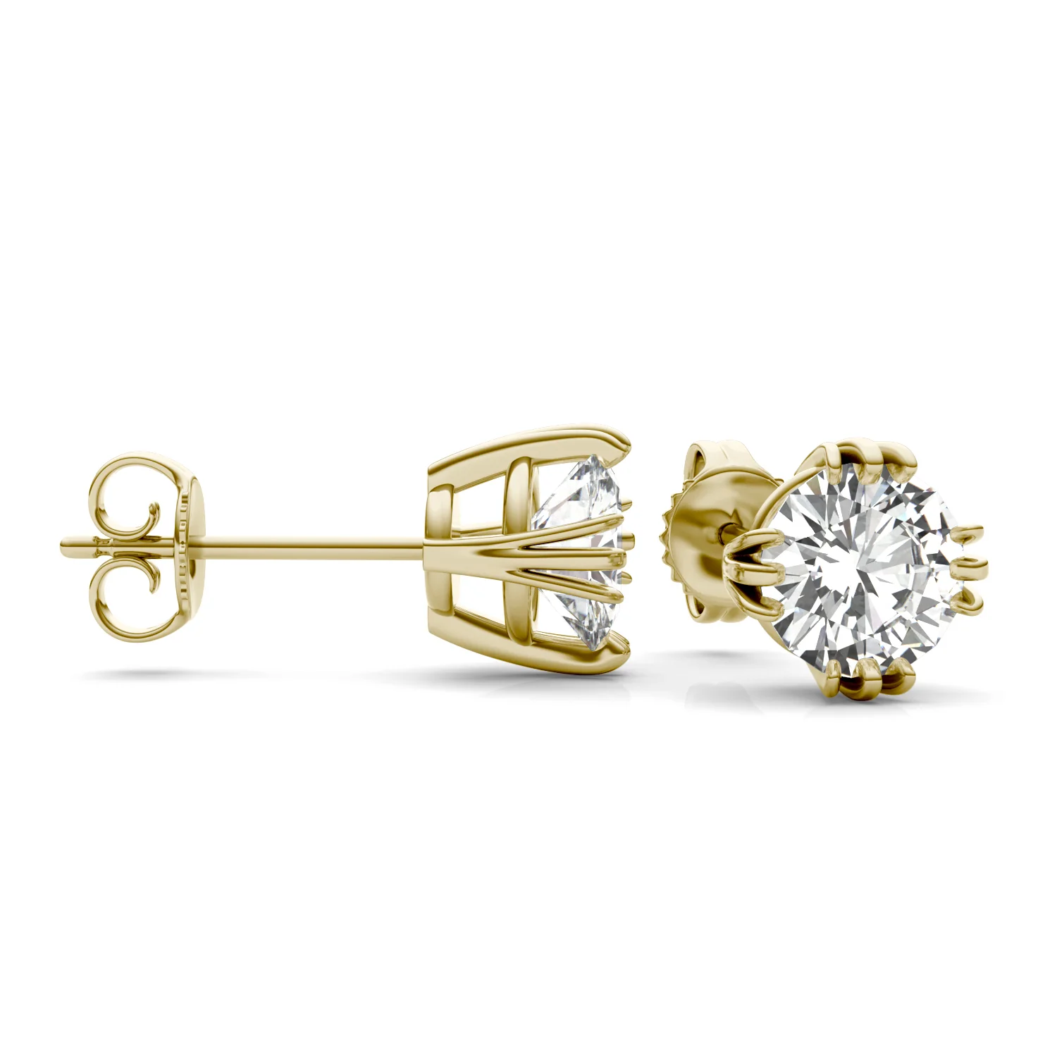 2.00 CTW DEW Forever One Round Moissanite Stud Earrings - Image 2